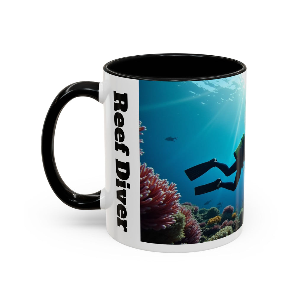 Reef Diver Accent Coffee Mug – Scuba Ocean Underwater Scene (11/15oz)