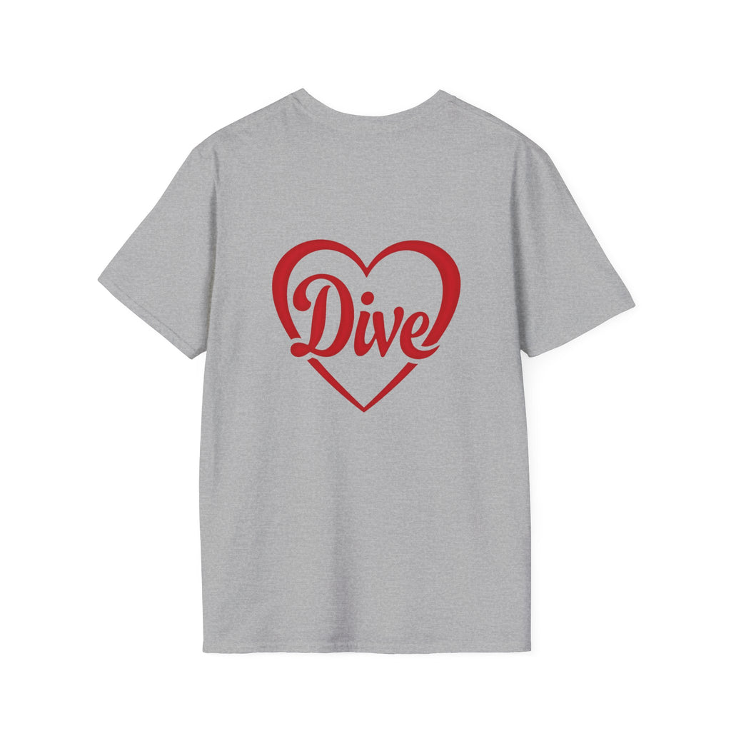 Dive Heart T-Shirt – Red Script Swim/Dive Team Tee