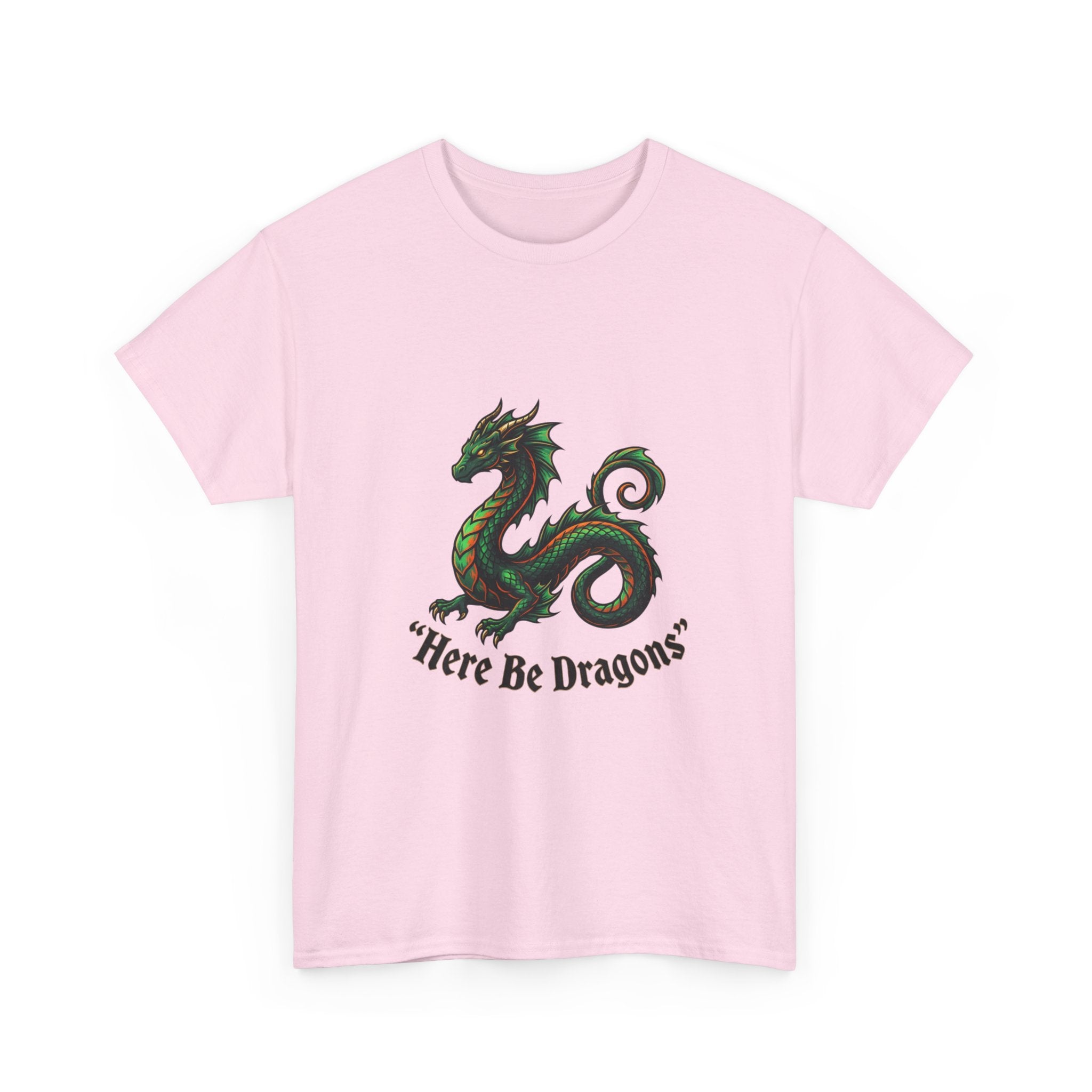 Dragon Graphic T-Shirt — "Here Be Dragons" Fantasy Tee