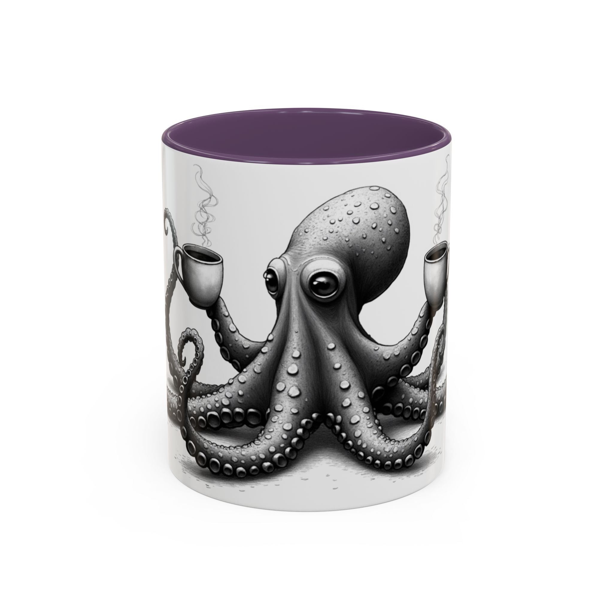 Octopus Coffee Mug — "Double Shot Day" Accent Ceramic Mug (11/15oz)