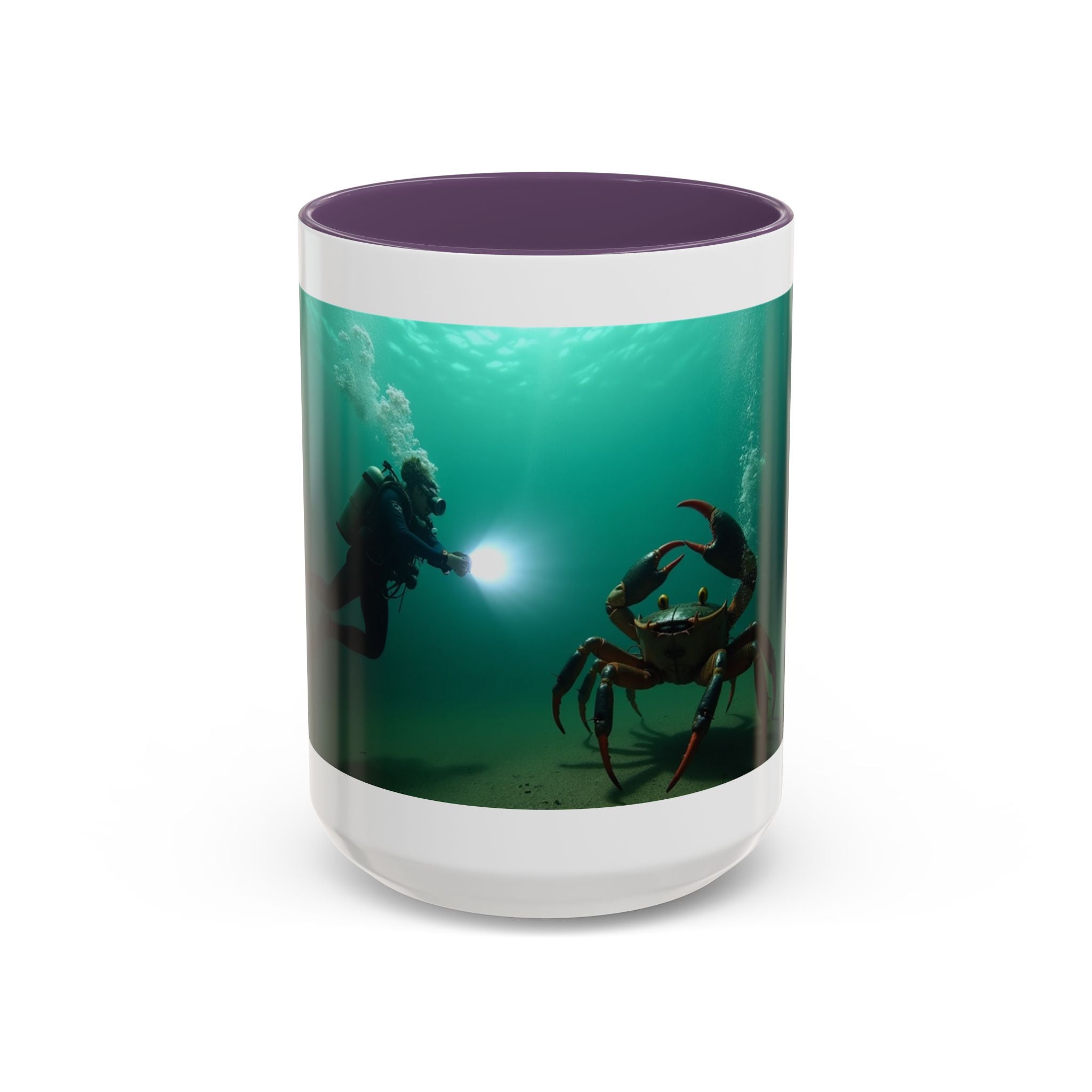 Crab Diver Accent Coffee Mug — Underwater Scuba Scene (11/15oz)