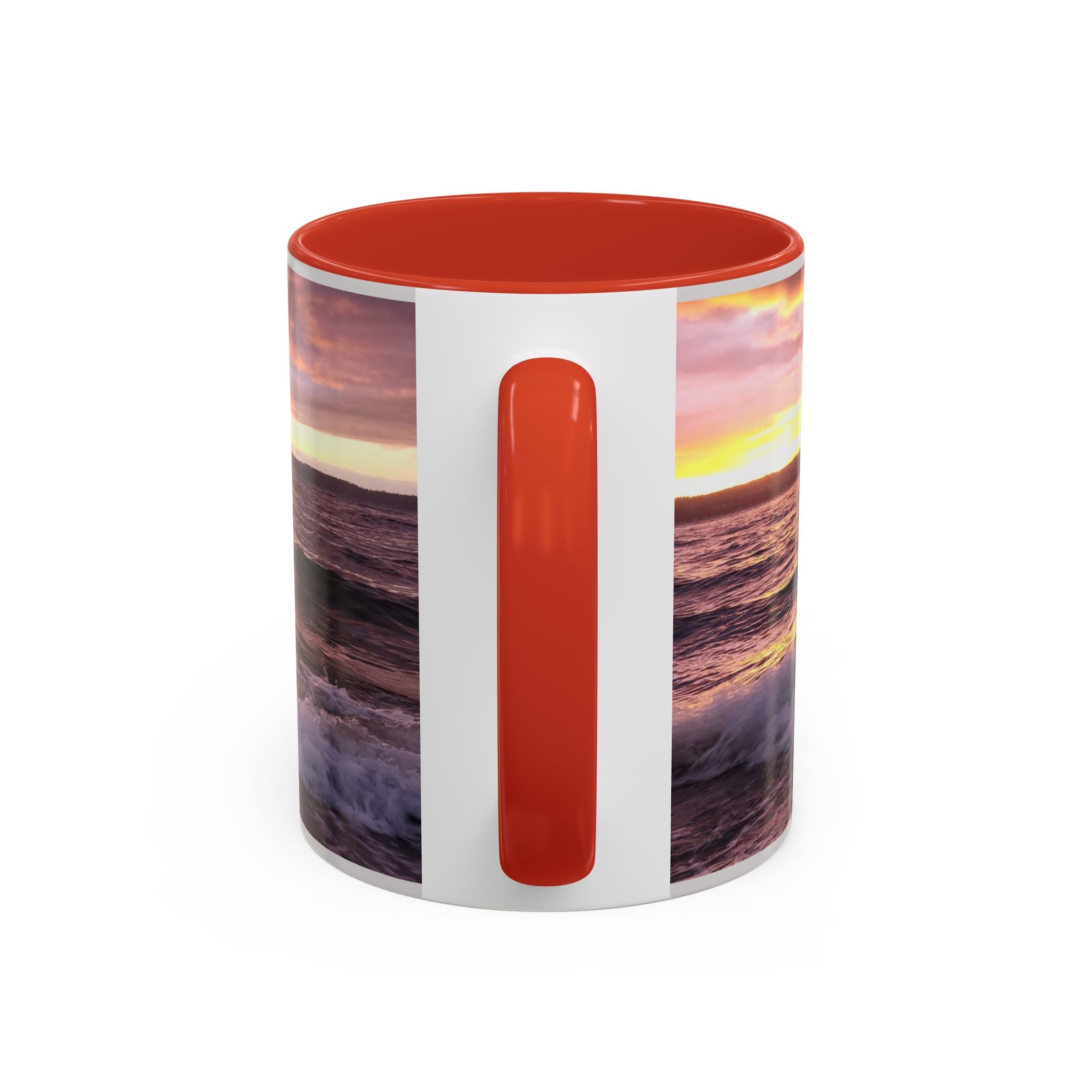 Sunset Ocean Accent Coffee Mug — Seaside Waves Sunrise Photo (11/15oz)