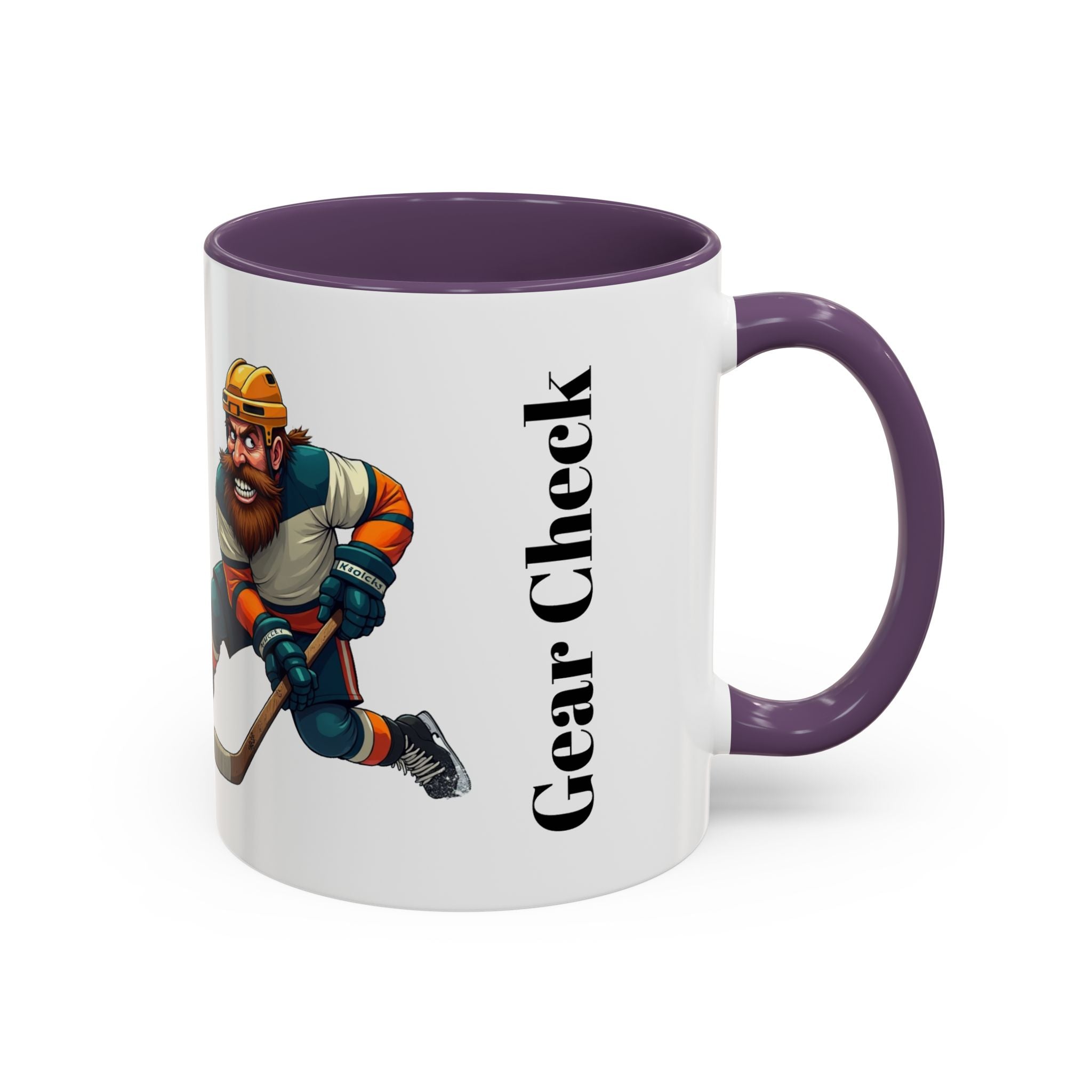 Hockey 'Gear Check' Accent Coffee Mug — Funny Hockey Player Illustration (11/15oz)
