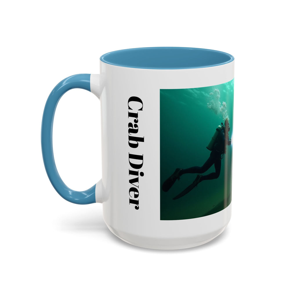 Crab Diver Accent Coffee Mug — Underwater Scuba Scene (11/15oz)