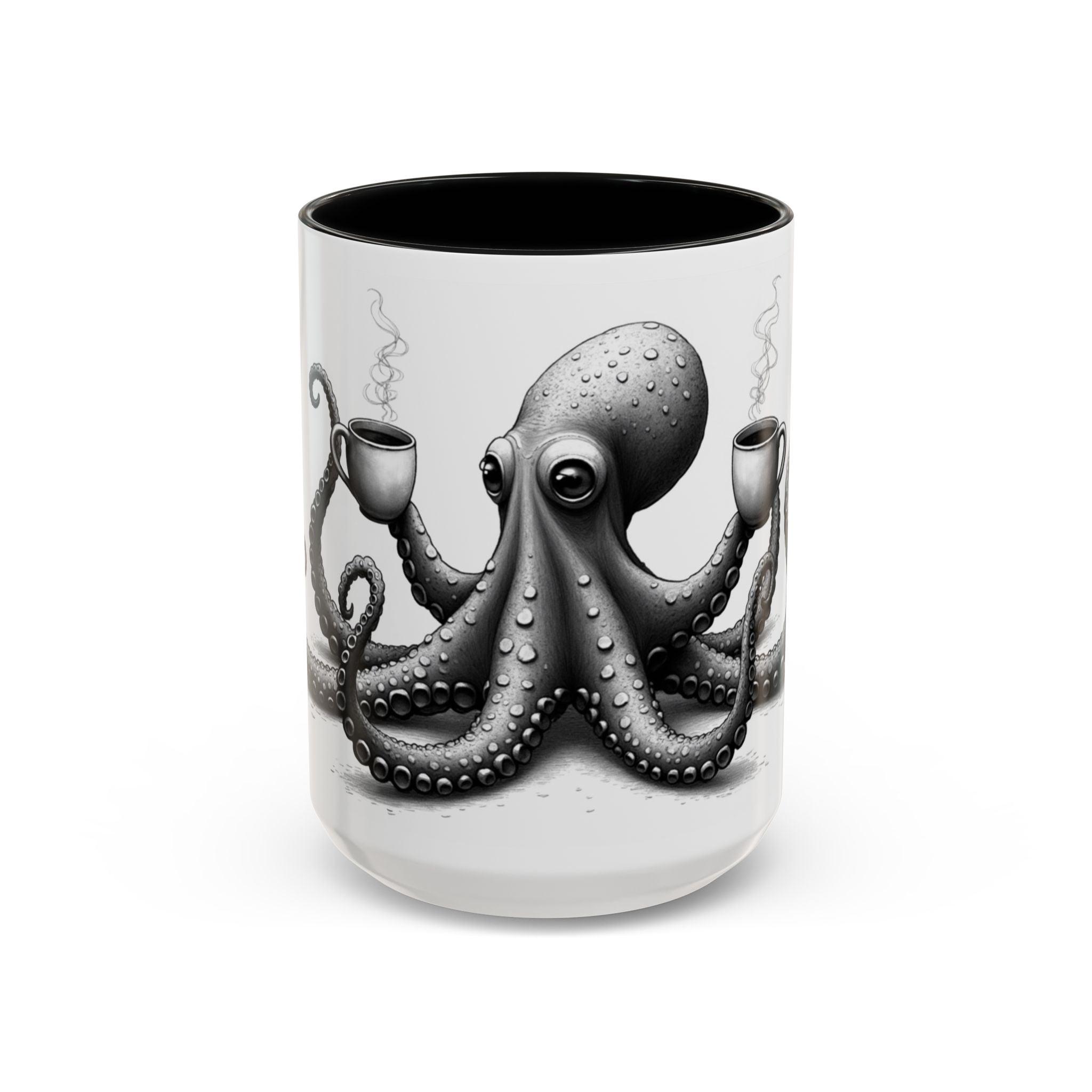 Octopus Coffee Mug — "Double Shot Day" Accent Ceramic Mug (11/15oz)