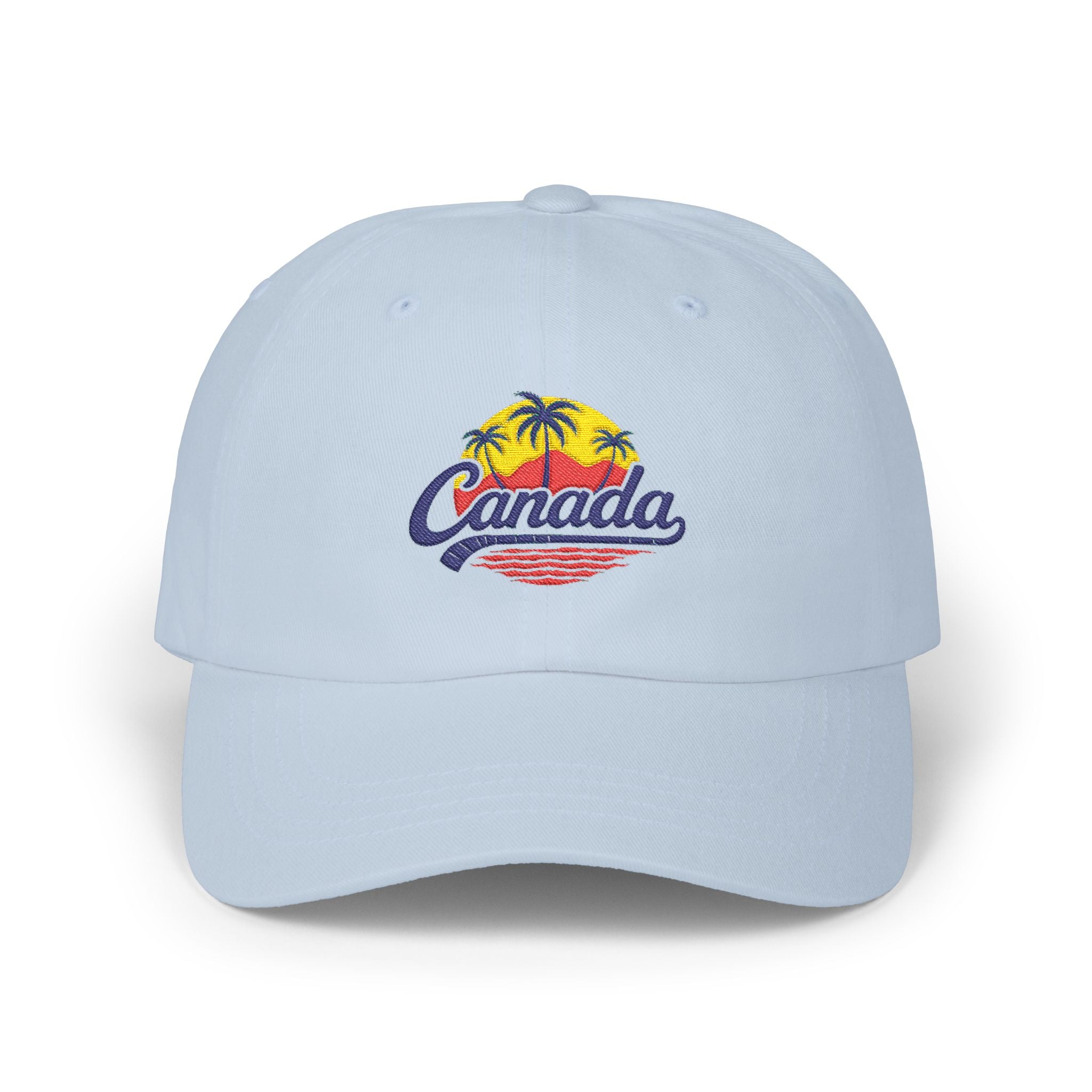 Canada Tropical Dad Cap — Vintage Palm Tree Sunset Embroidered Hat