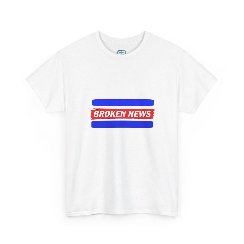 Broken News Tee — Retro Red & Blue Graphic T-Shirt