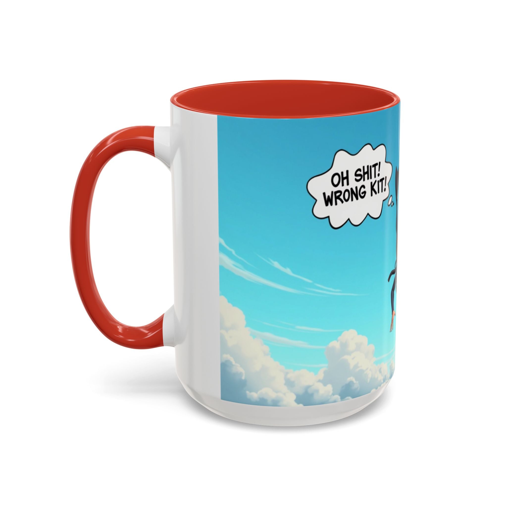 Skydiver Coffee Mug — Funny "Oh Shit! Wrong Kit!" Aviation Mug