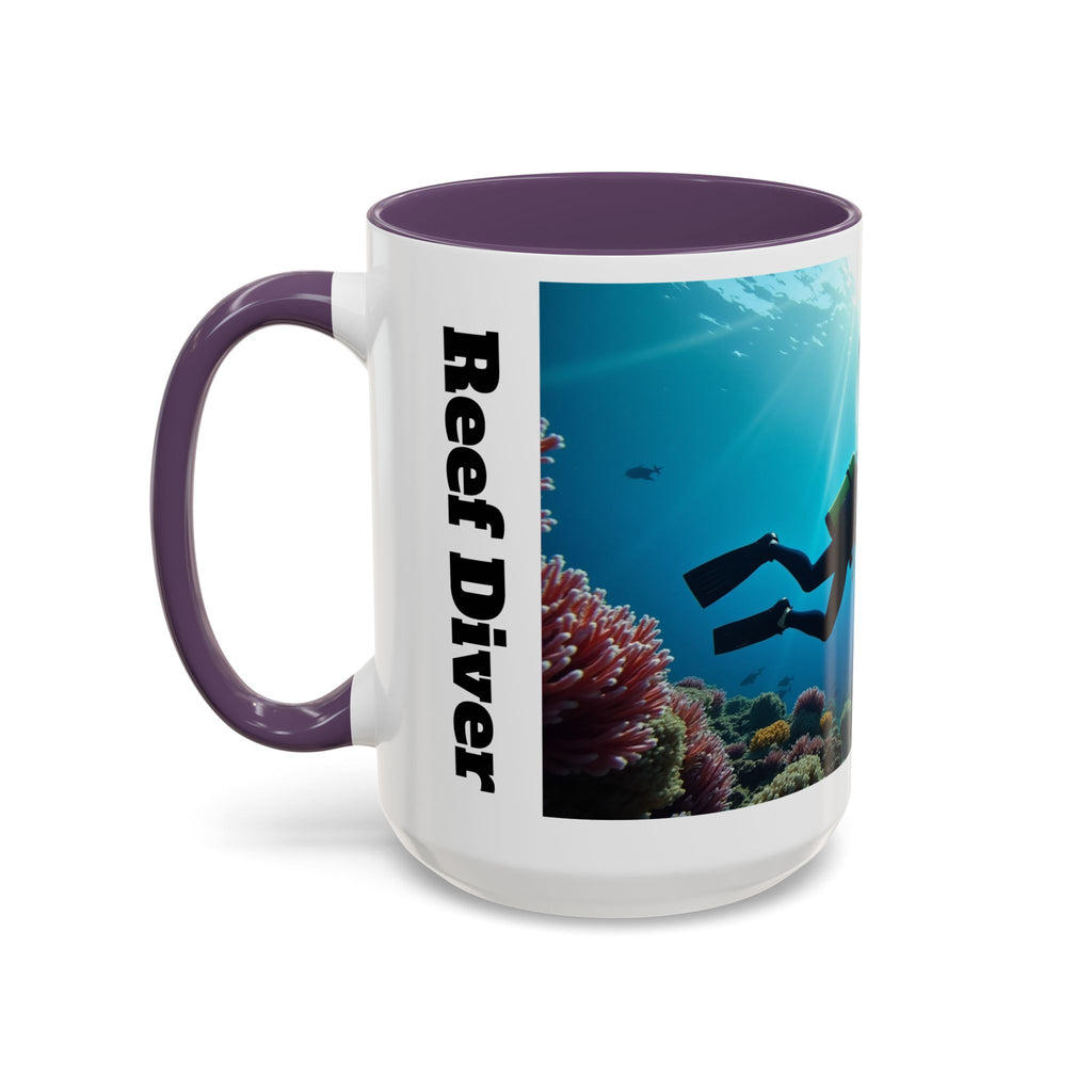 Reef Diver Accent Coffee Mug – Scuba Ocean Underwater Scene (11/15oz)