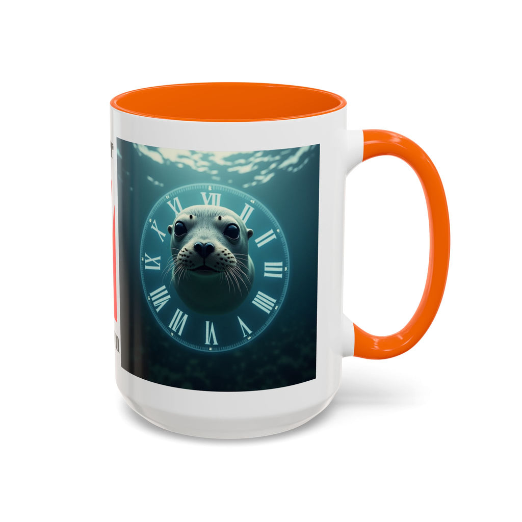 Seal Clock Accent Coffee Mug — Nautical Ocean Animal Coffee Cup (11/15 oz)