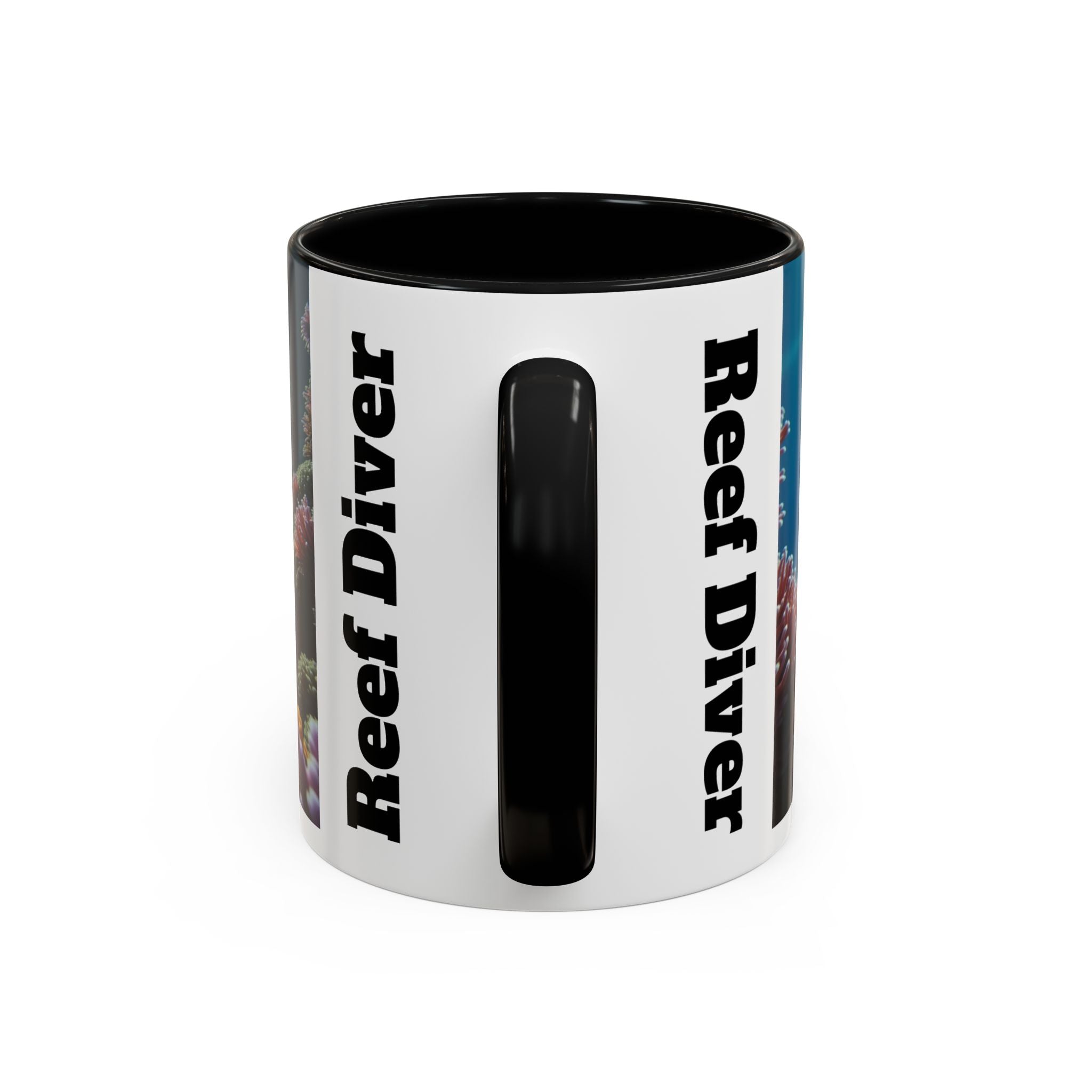 Reef Diver Accent Coffee Mug – Scuba Ocean Underwater Scene (11/15oz)