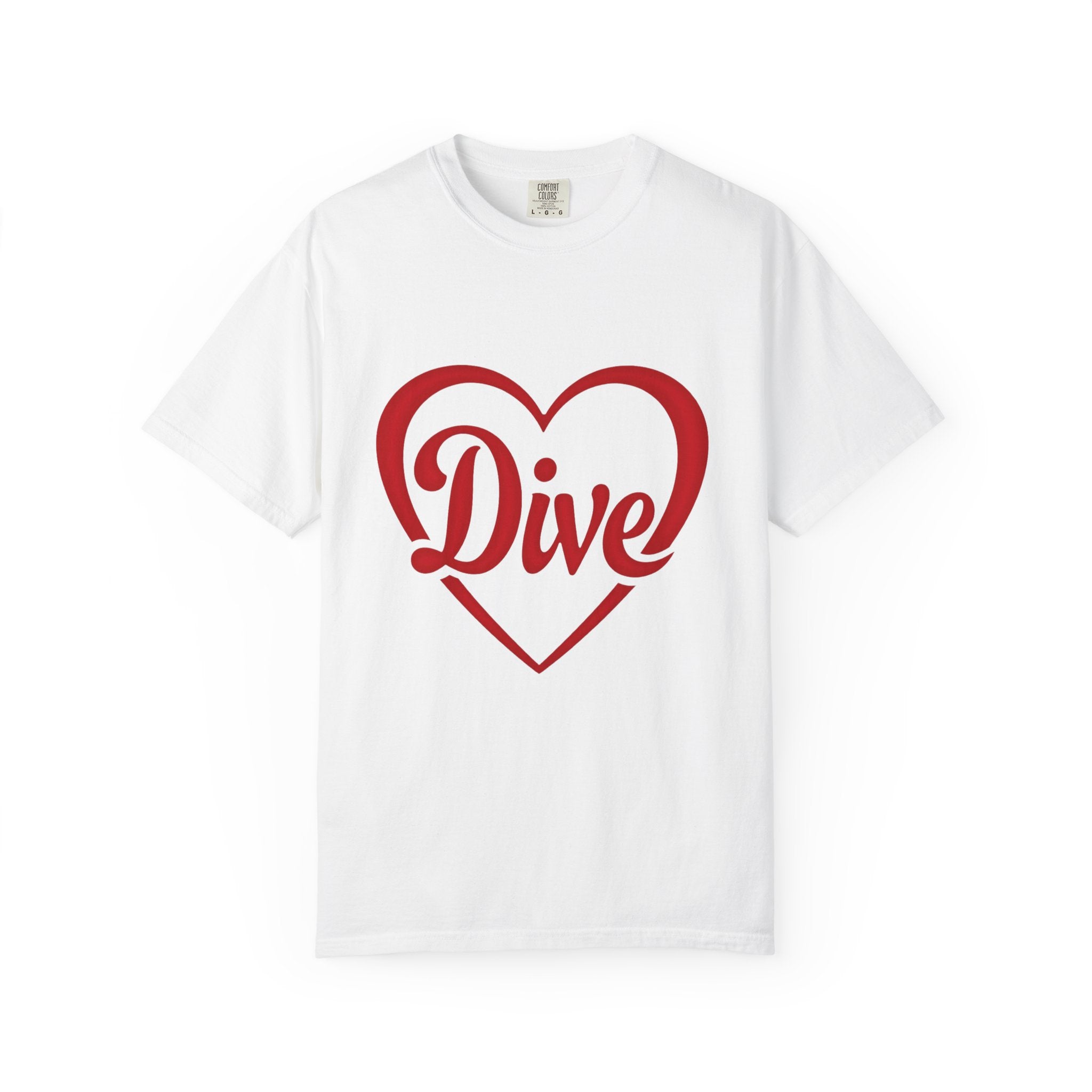 Dive Heart T-Shirt – Red Script Swim/Dive Team Tee