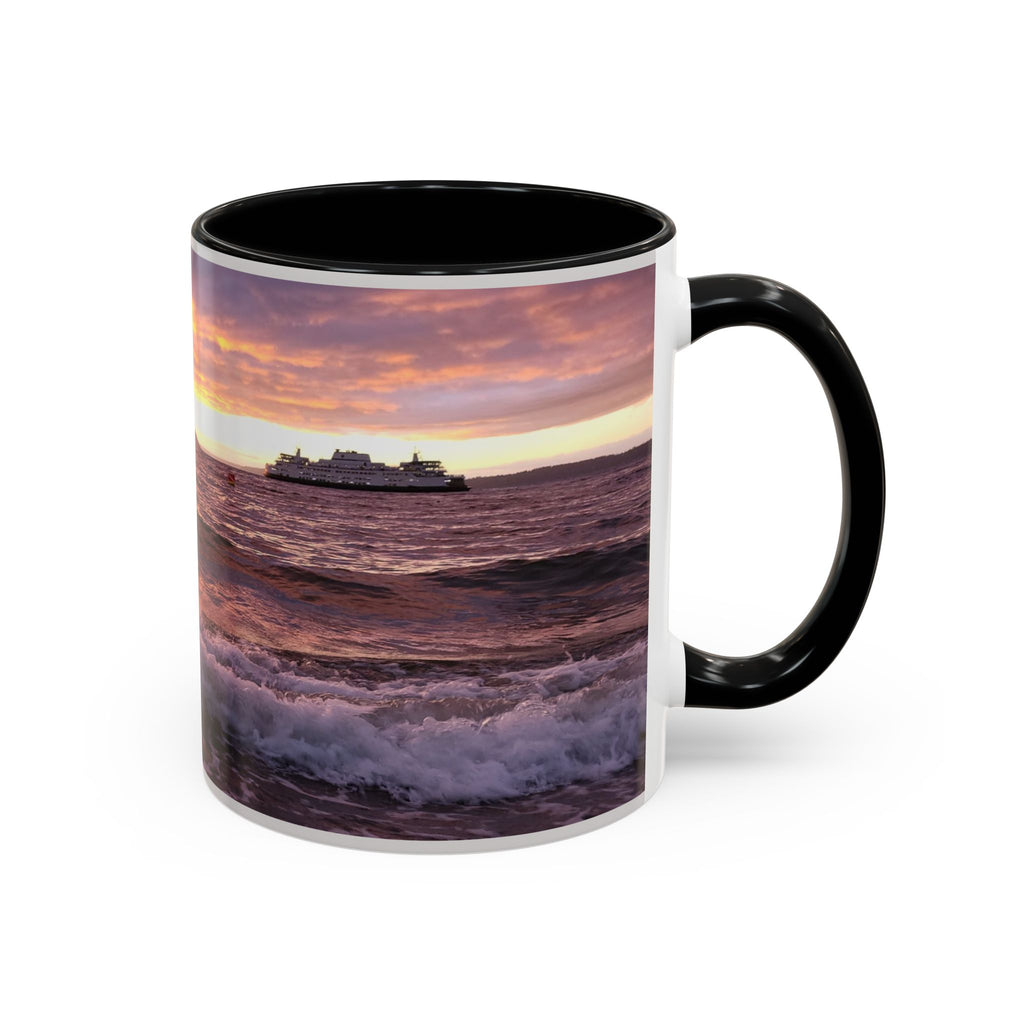 Sunset Ocean Accent Coffee Mug — Seaside Waves Sunrise Photo (11/15oz)