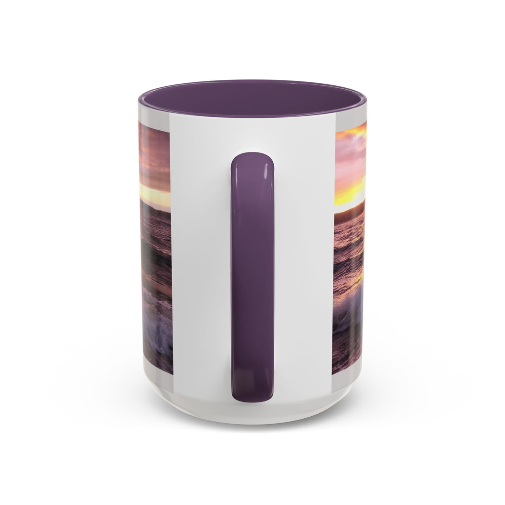 Sunset Ocean Accent Coffee Mug — Seaside Waves Sunrise Photo (11/15oz)