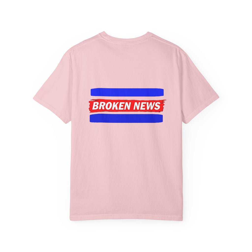 Broken News Tee — Retro Red & Blue Graphic T-Shirt