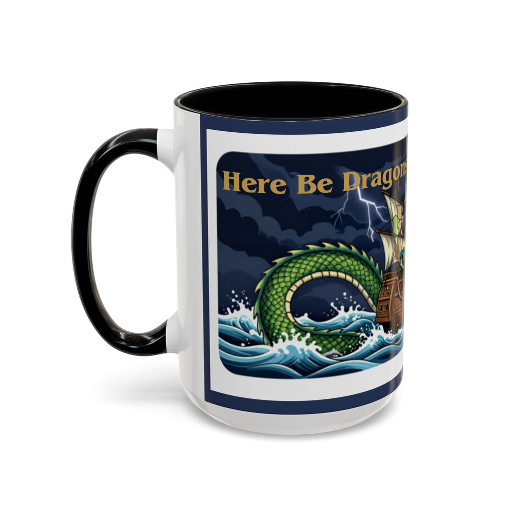 Green Dragon "Here Be Dragons" Fantasy Coffee Mug