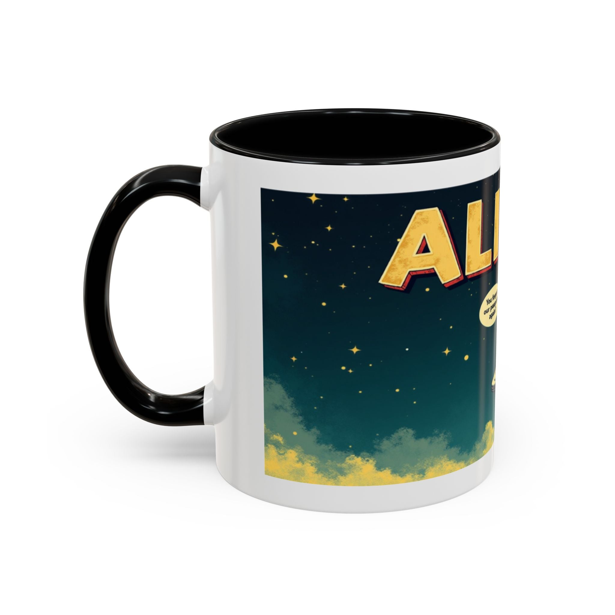 Alien Coffee Mug — "We Are Aliens" Retro UFO Accent Mug (11/15oz)