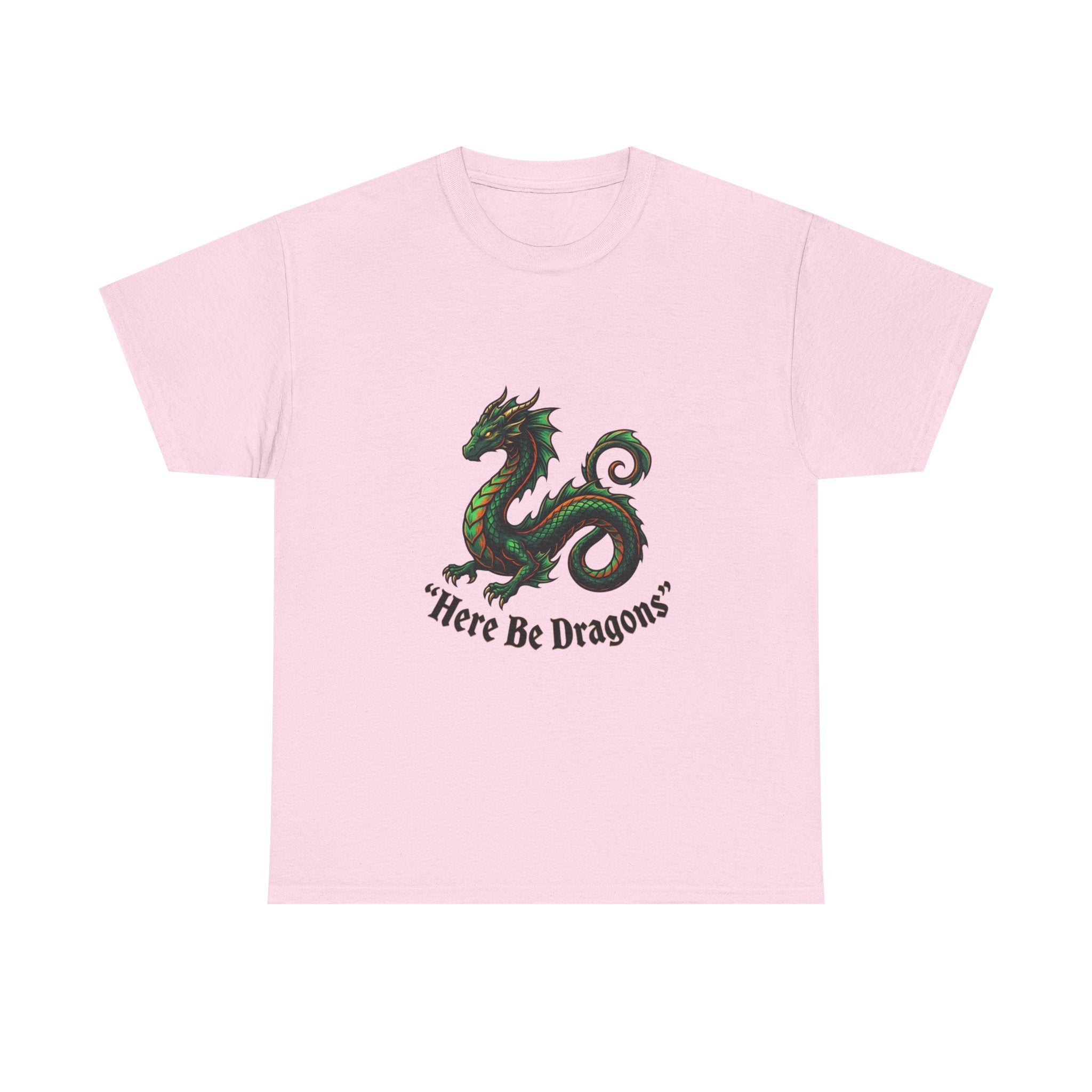 Dragon Graphic T-Shirt — "Here Be Dragons" Fantasy Tee