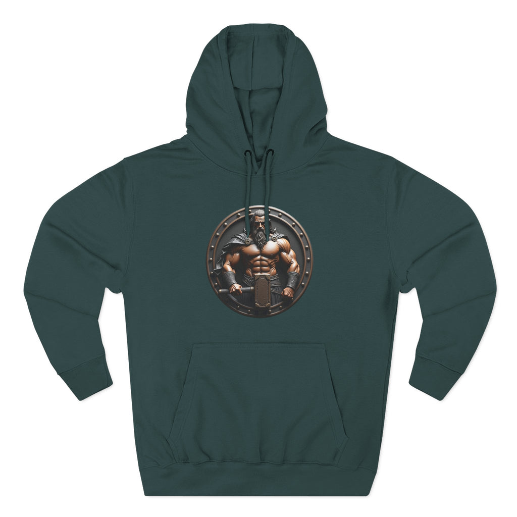 Viking Warrior Shield Hoodie — Muscular Norse Mythology Graphic Hoodie