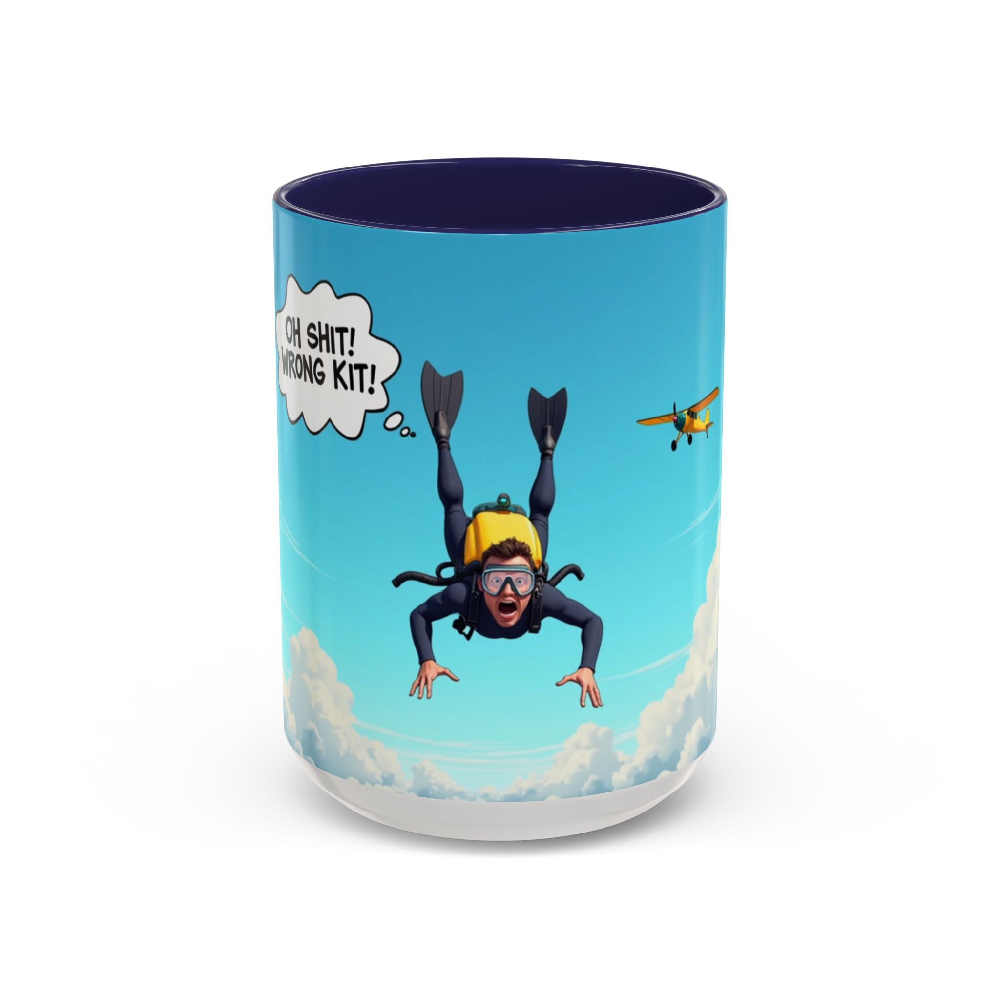 Skydiver Coffee Mug — Funny "Oh Shit! Wrong Kit!" Aviation Mug