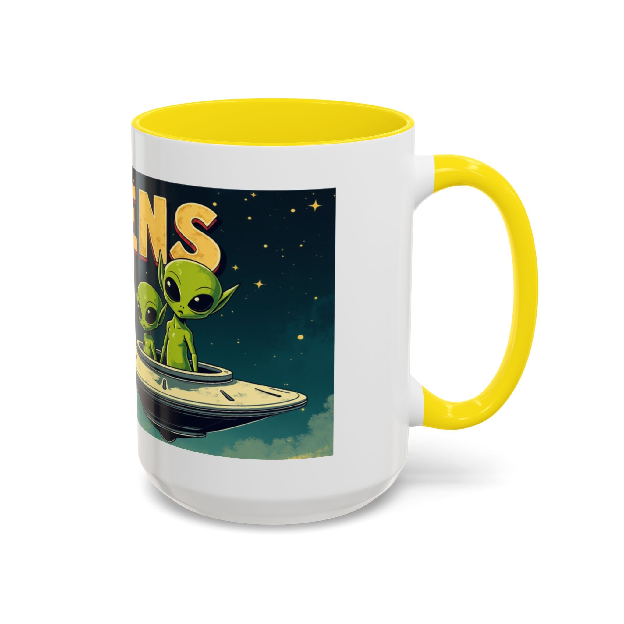 Alien Coffee Mug — "We Are Aliens" Retro UFO Accent Mug (11/15oz)