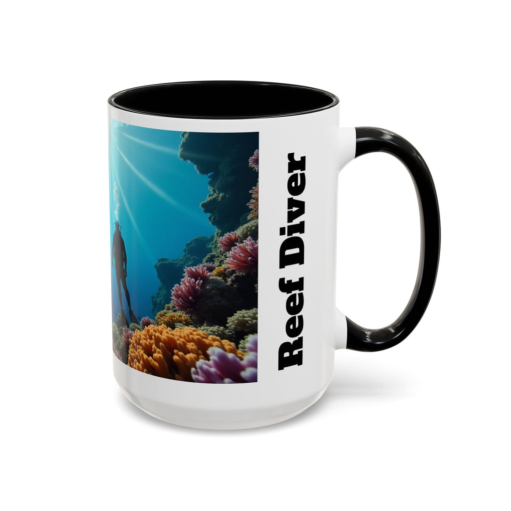 Reef Diver Accent Coffee Mug – Scuba Ocean Underwater Scene (11/15oz)