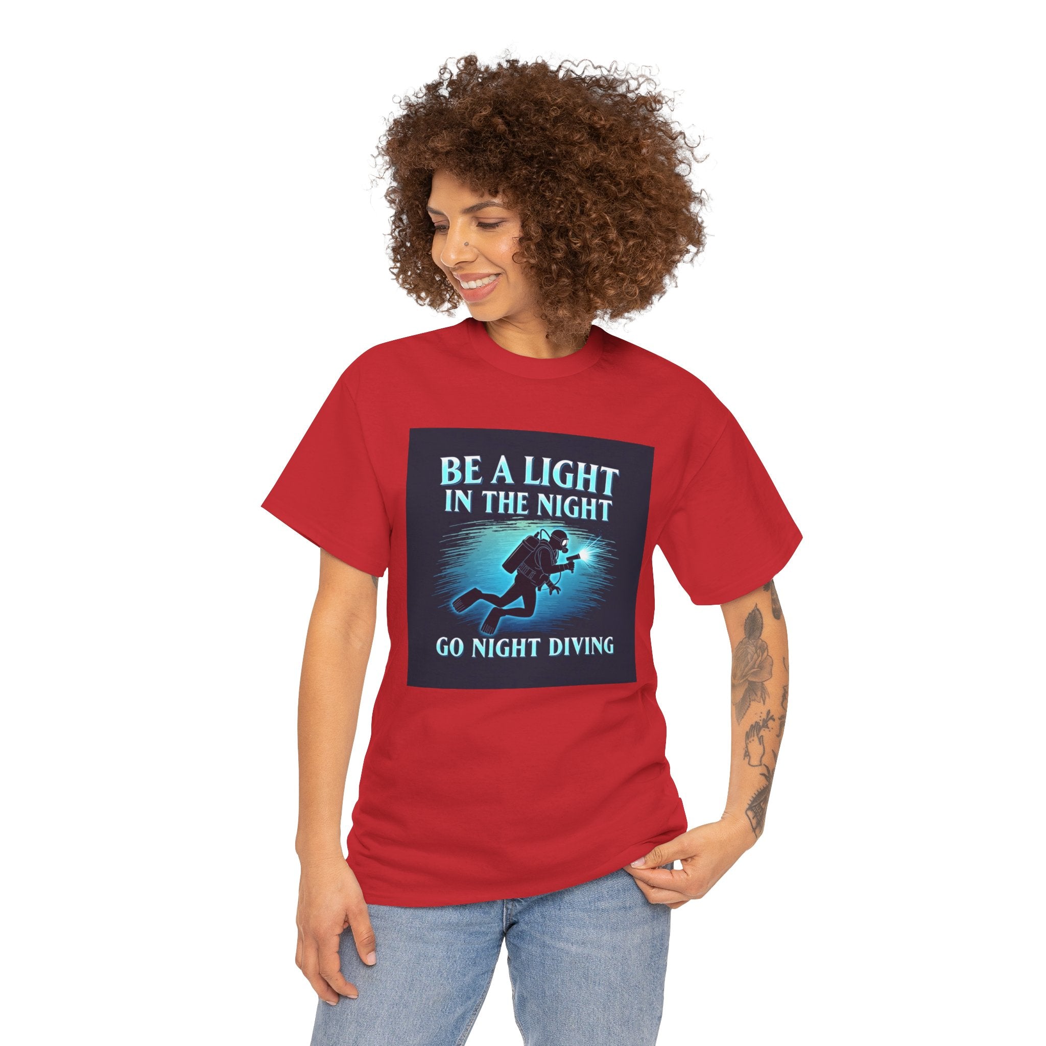 Night Diving T-Shirt — “Be a Light in the Night” Scuba Diver Tee