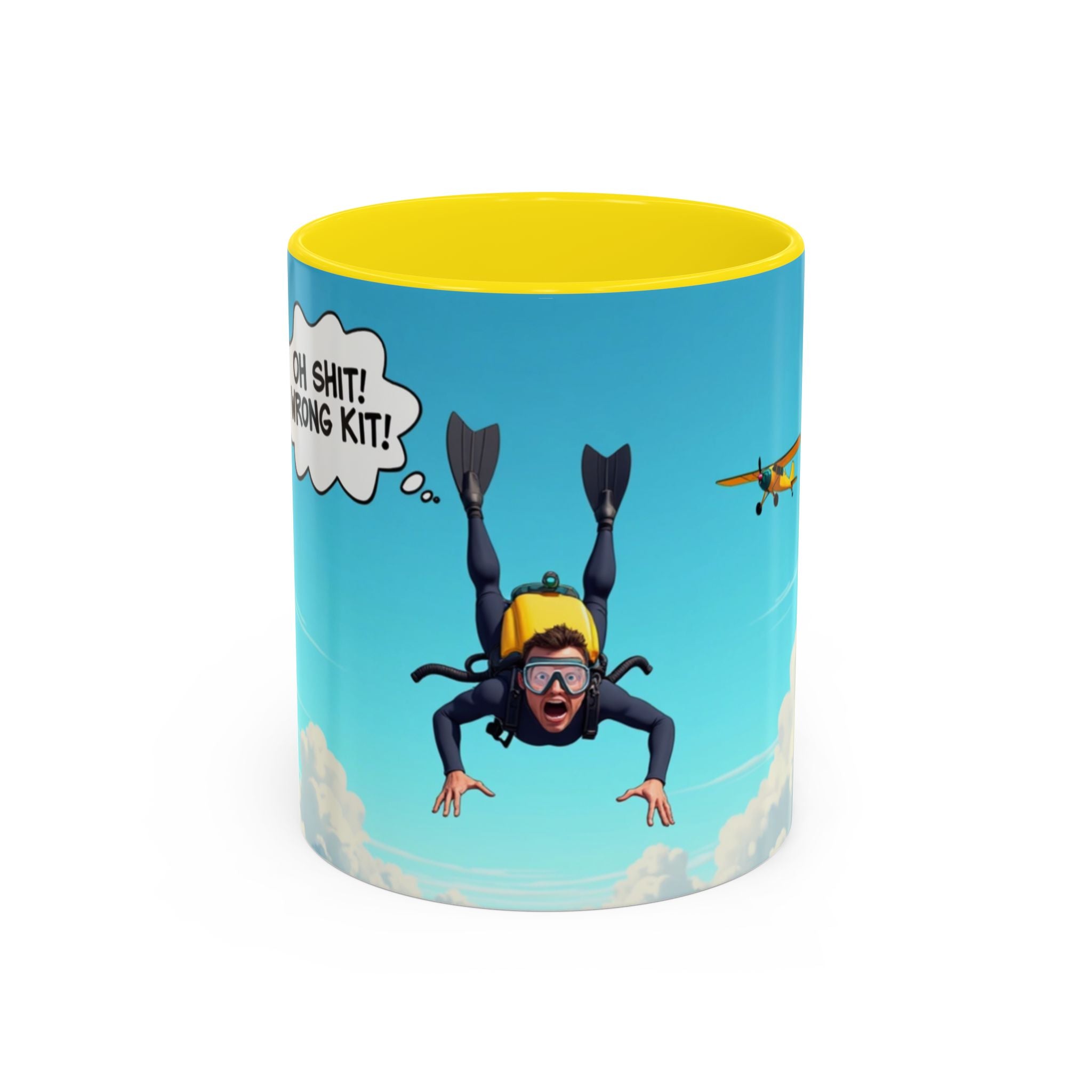 Skydiver Coffee Mug — Funny "Oh Shit! Wrong Kit!" Aviation Mug