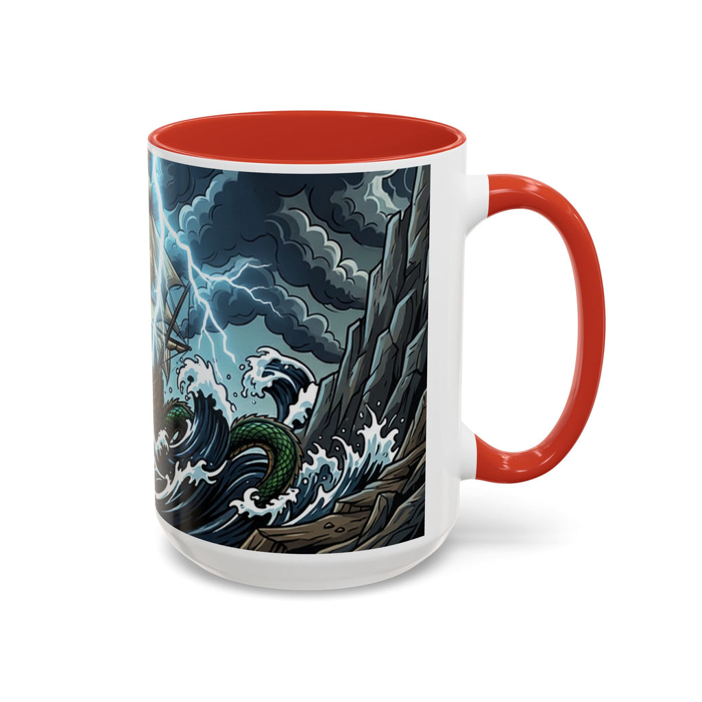 Sea Serpent Attack Coffee Mug — Nautical Storm Art Accent Mug (11/15oz)