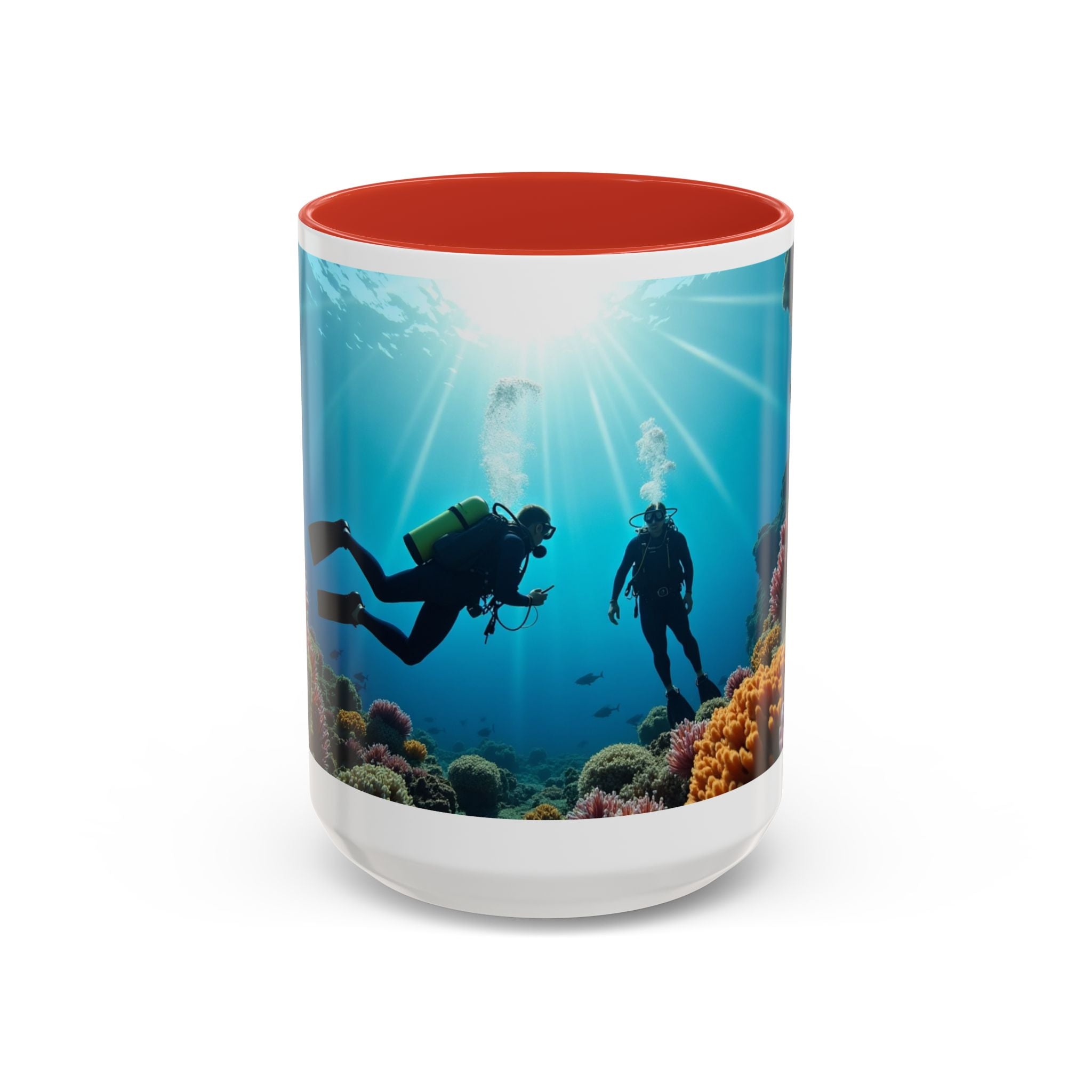 Reef Diver Accent Coffee Mug – Scuba Ocean Underwater Scene (11/15oz)