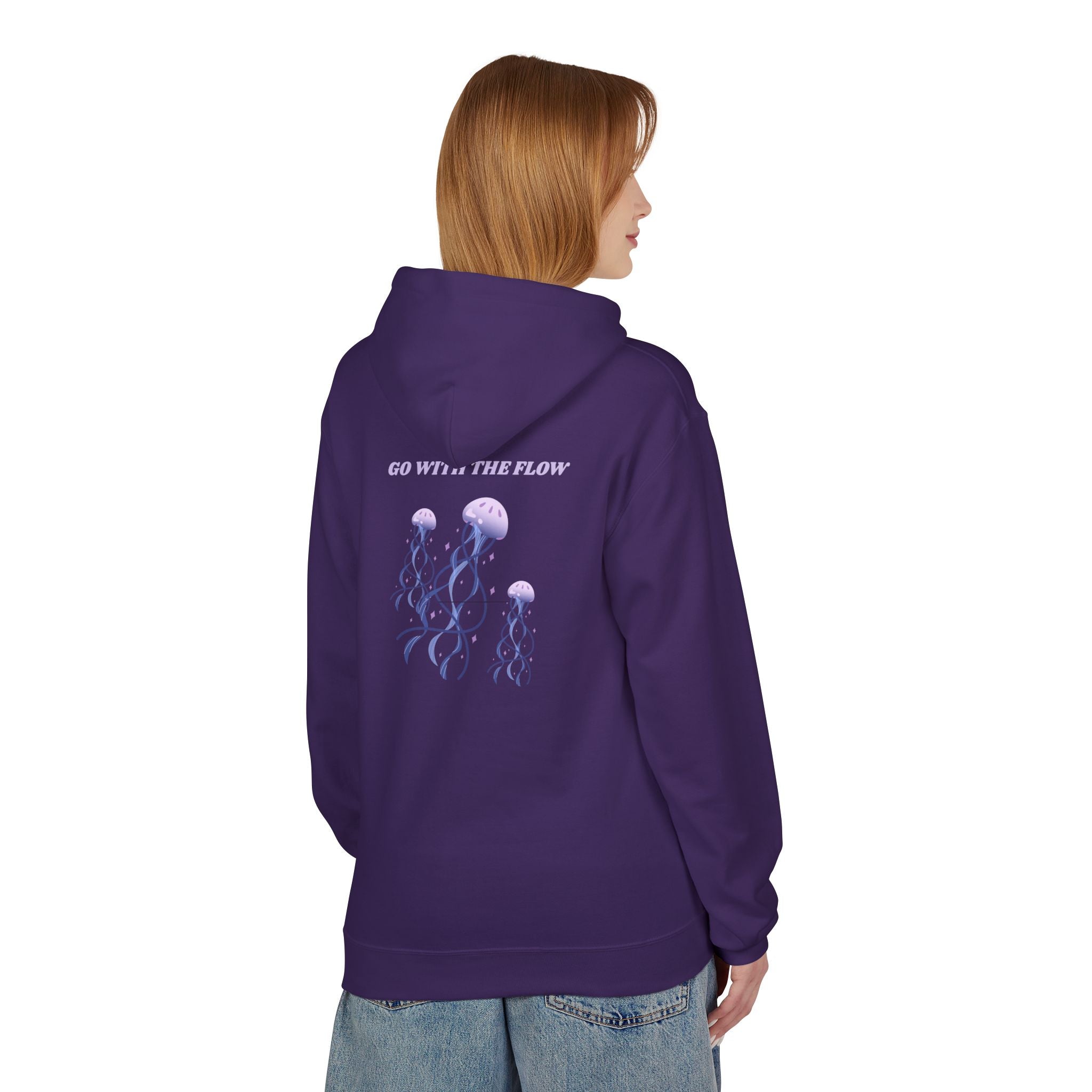 Jellyfish Flow Hoodie — "Go With The Flow" Floral Ocean Graphic