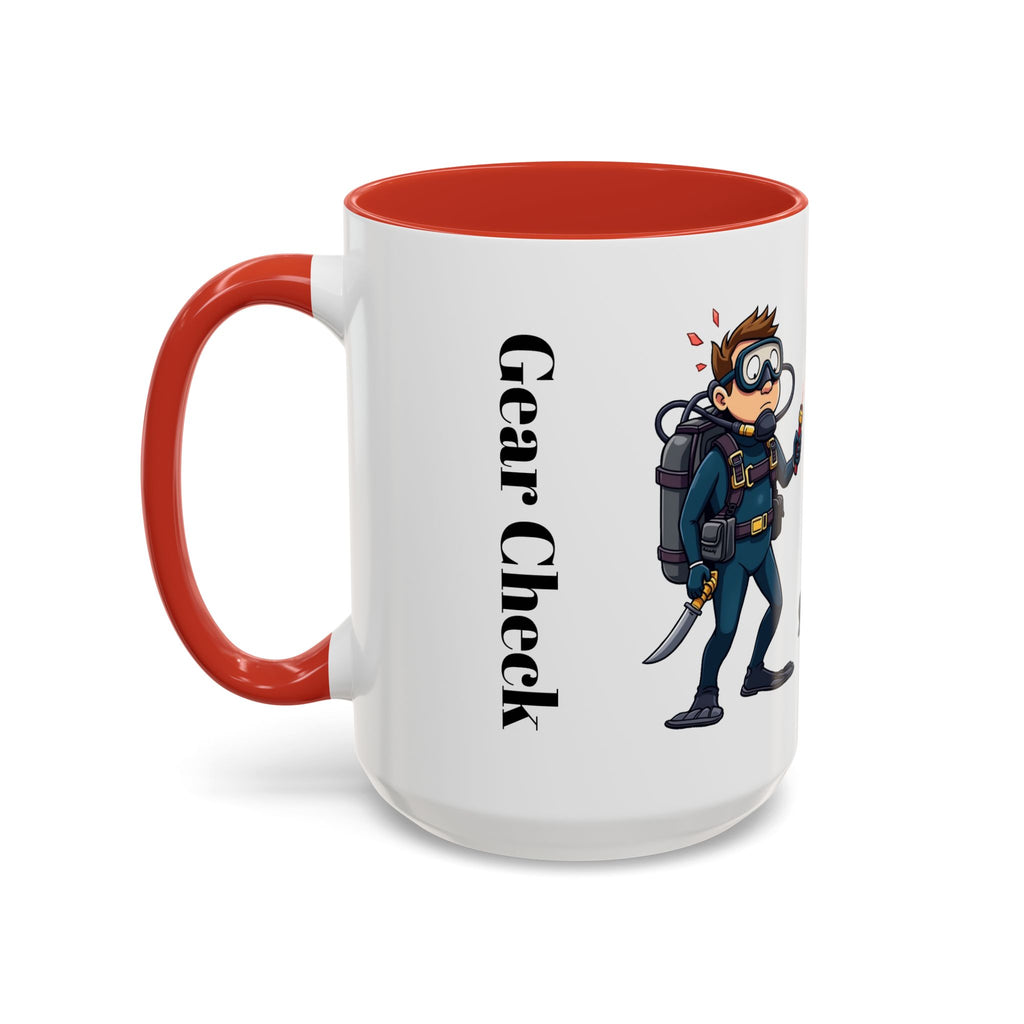 Hockey 'Gear Check' Accent Coffee Mug — Funny Hockey Player Illustration (11/15oz)