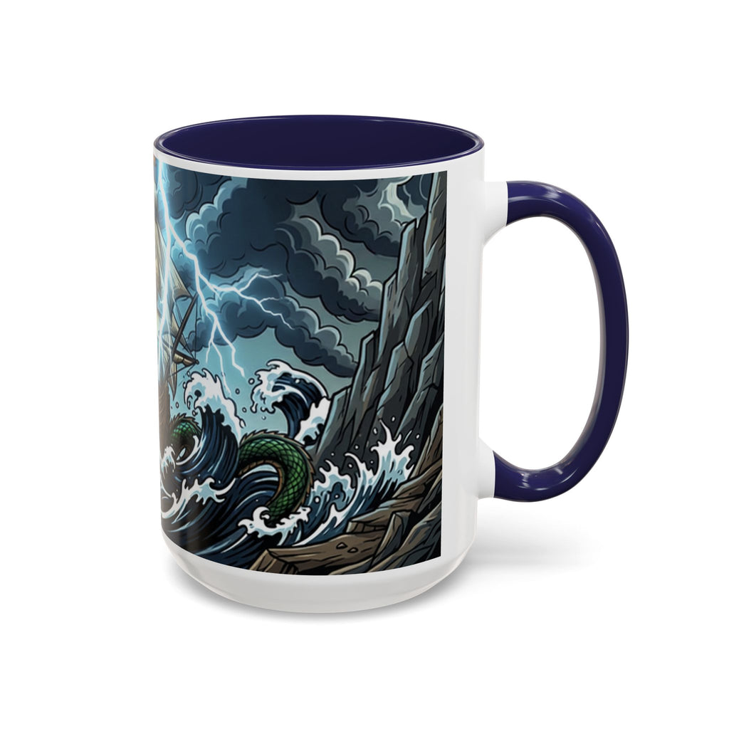 Sea Serpent Attack Coffee Mug — Nautical Storm Art Accent Mug (11/15oz)