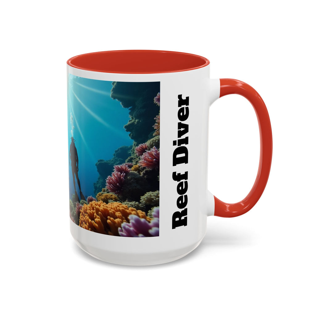 Reef Diver Accent Coffee Mug – Scuba Ocean Underwater Scene (11/15oz)