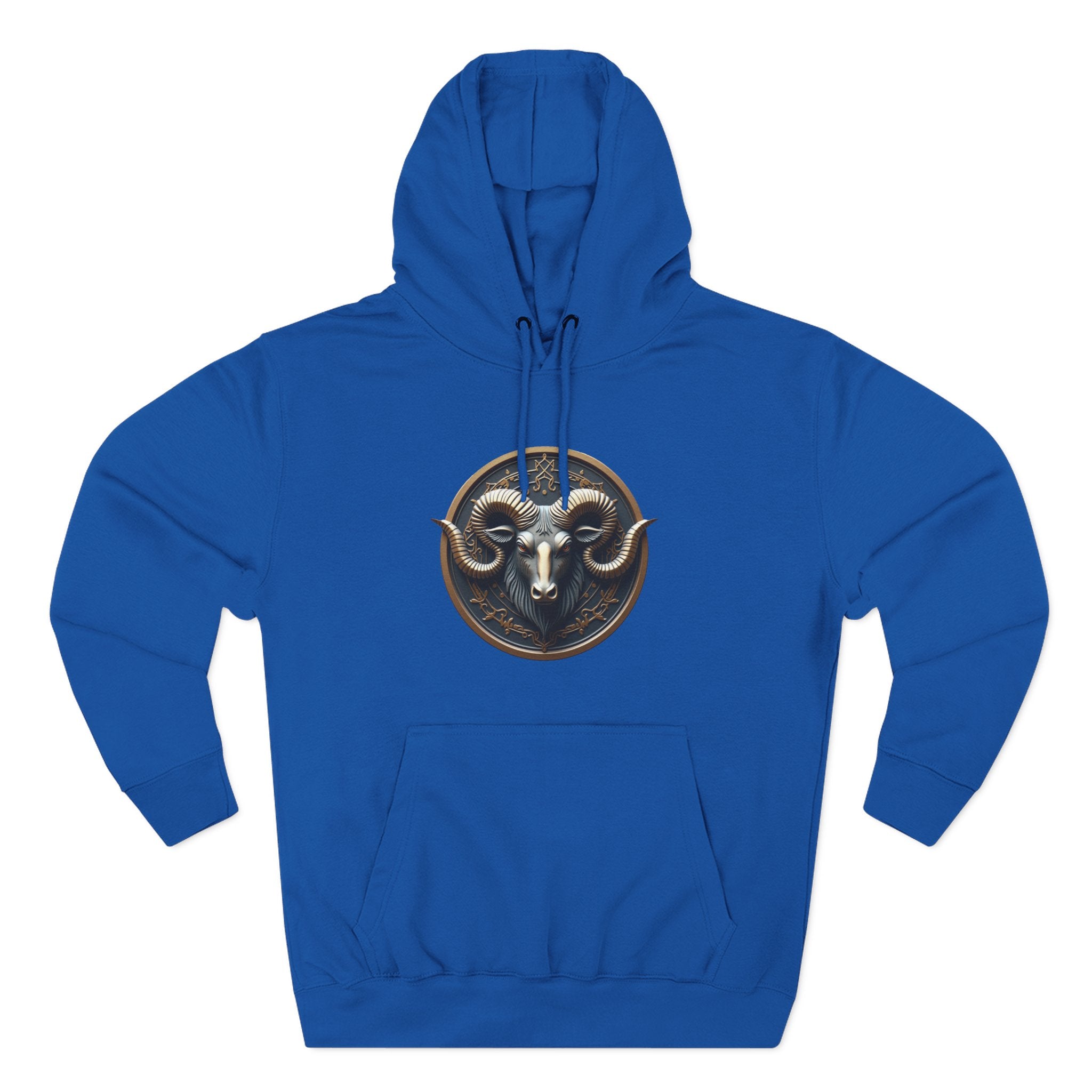 Ram Head Medallion Hoodie — Brass Zodiac/Buckram Graphic
