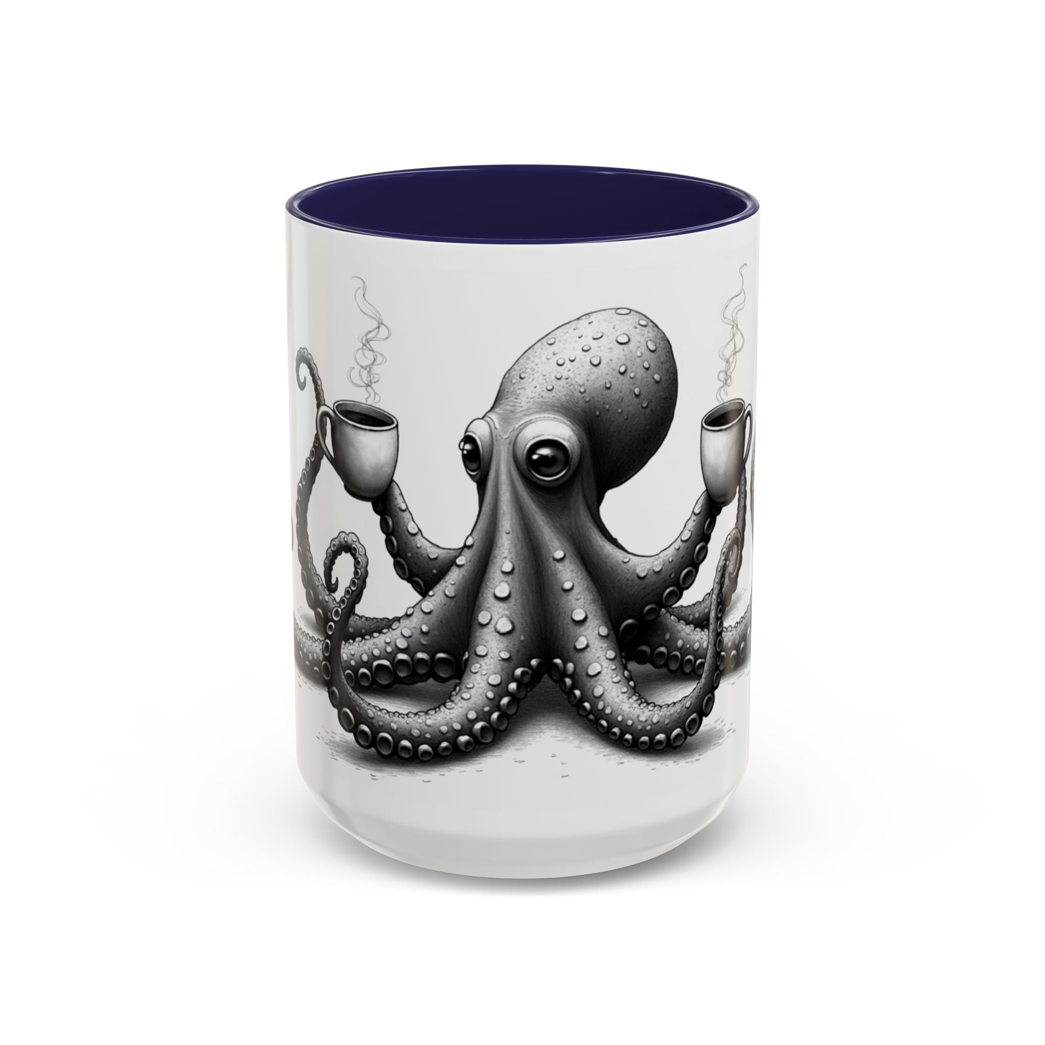 Octopus Coffee Mug — "Double Shot Day" Accent Ceramic Mug (11/15oz)