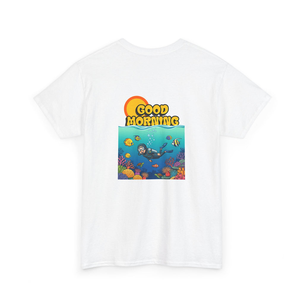 Good Morning Ocean Tee — Retro Sunrise Scuba Diver Graphic T-Shirt