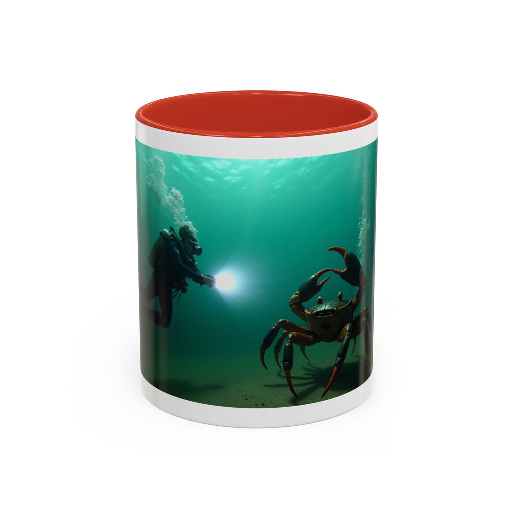 Crab Diver Accent Coffee Mug — Underwater Scuba Scene (11/15oz)
