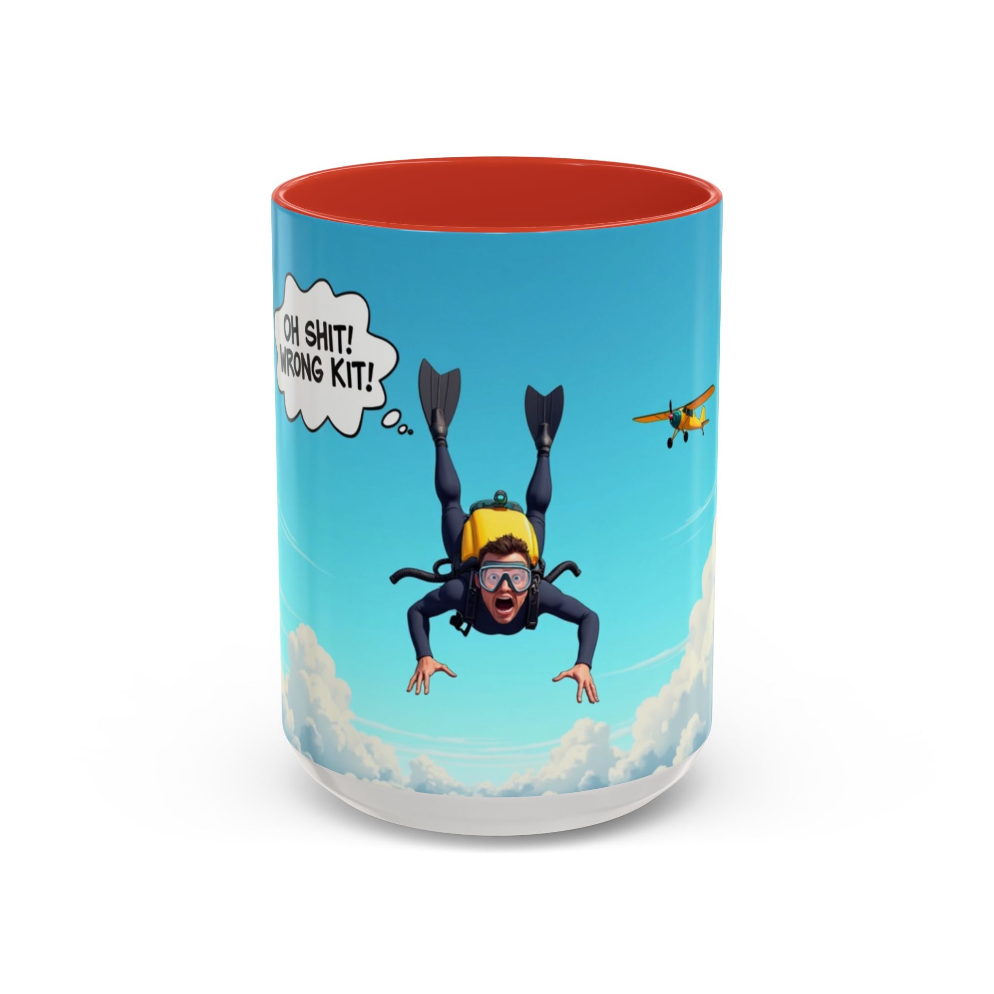 Skydiver Coffee Mug — Funny "Oh Shit! Wrong Kit!" Aviation Mug