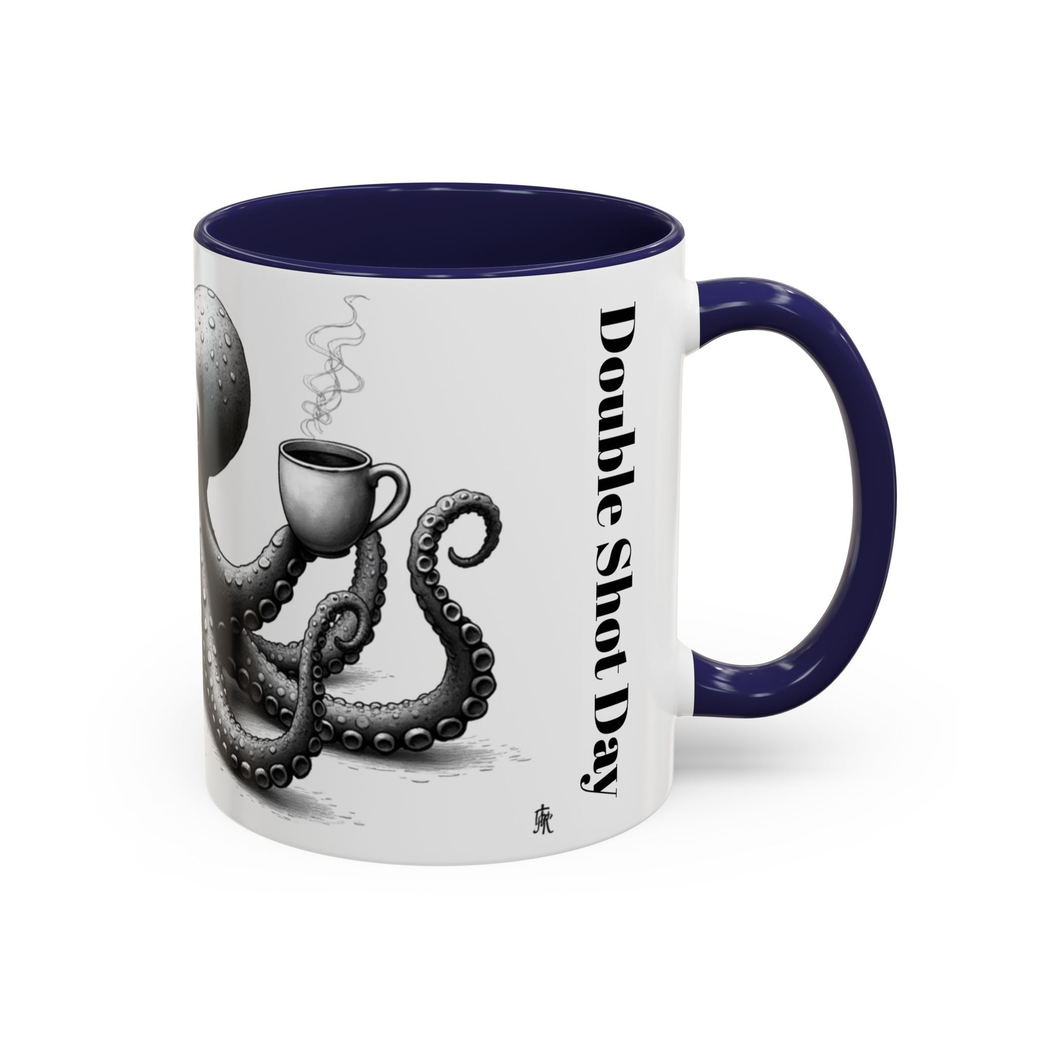 Octopus Coffee Mug — "Double Shot Day" Accent Ceramic Mug (11/15oz)
