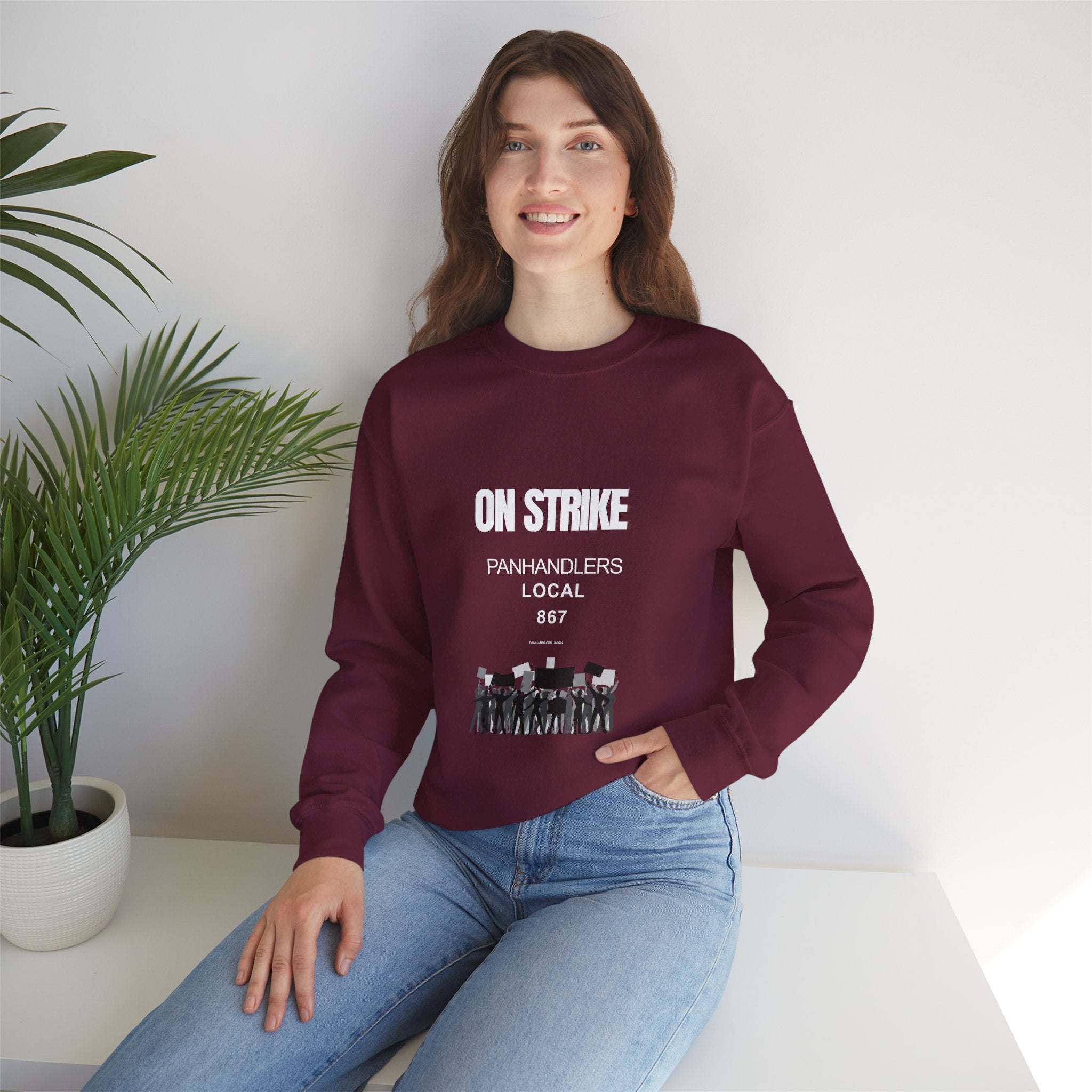 Panhandlers Local 867 Crewneck – Humor Graphic Sweatshirt | Species Ink