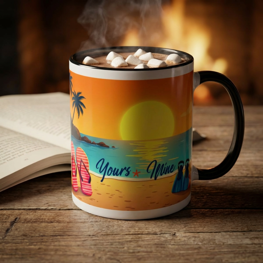Diver's Sunset Accent Coffee Mug — Beach Scuba Dive Graphic (11/15oz)