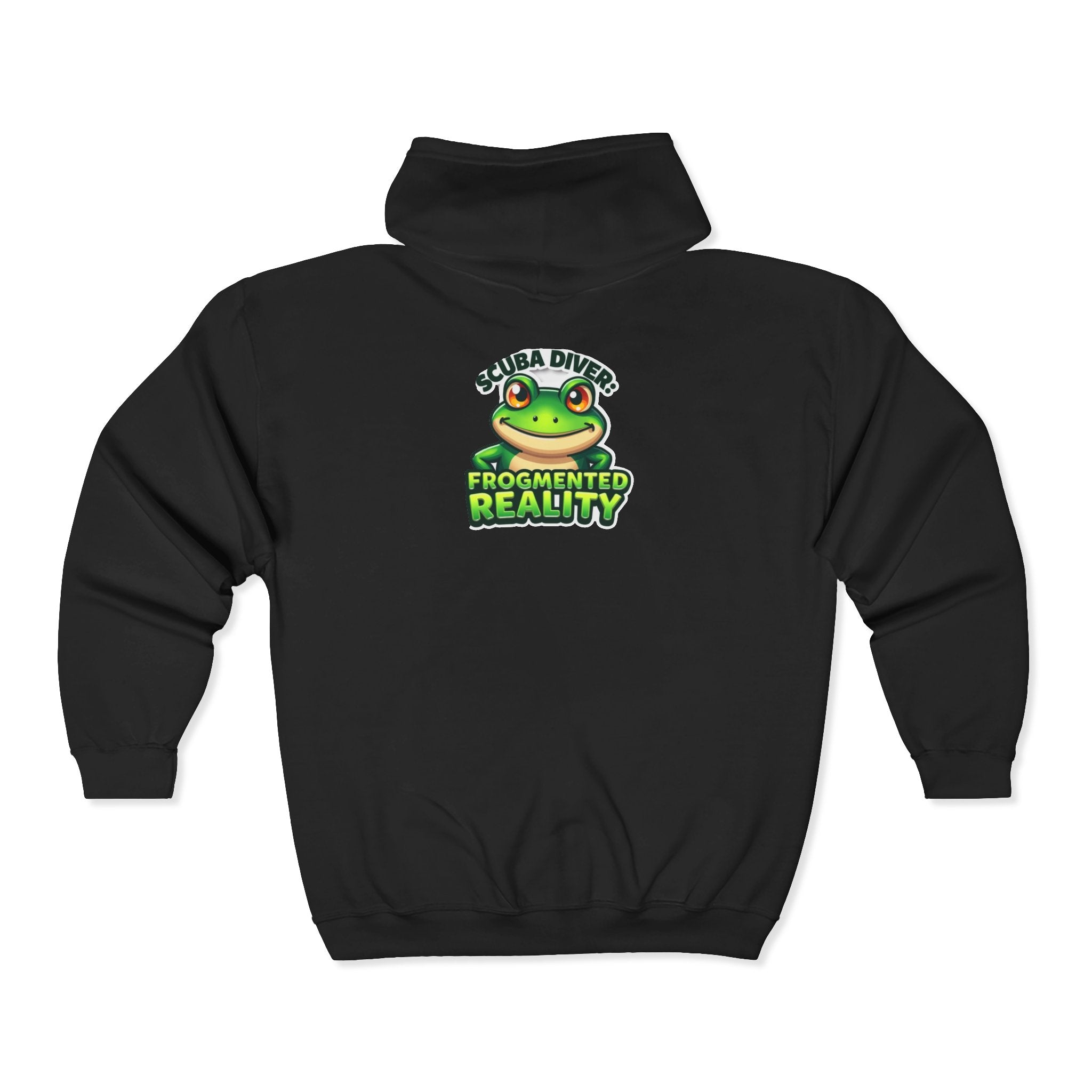 Scuba Diver Frog Full‑Zip Hoodie – "Scuba Diver, Frogmented Reality" Graphic Zip-Up