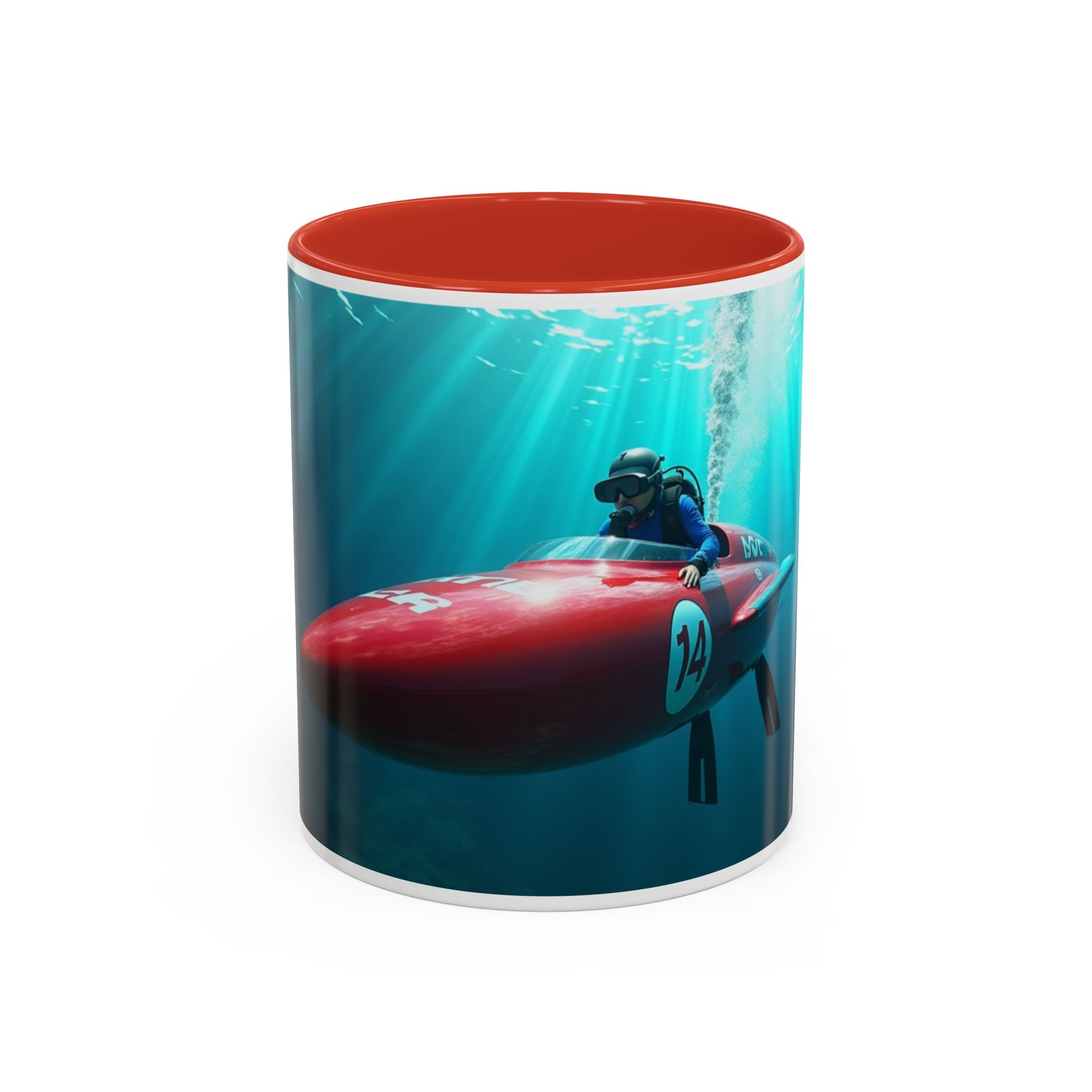Scooter Racer Coffee Mug — Underwater Sea Scooter Racing Design (11/15oz)