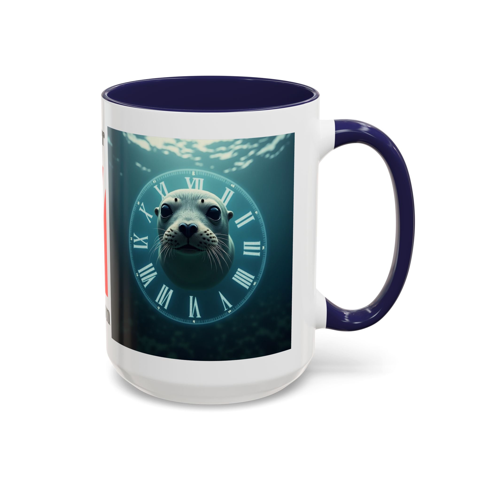 Seal Clock Accent Coffee Mug — Nautical Ocean Animal Coffee Cup (11/15 oz)
