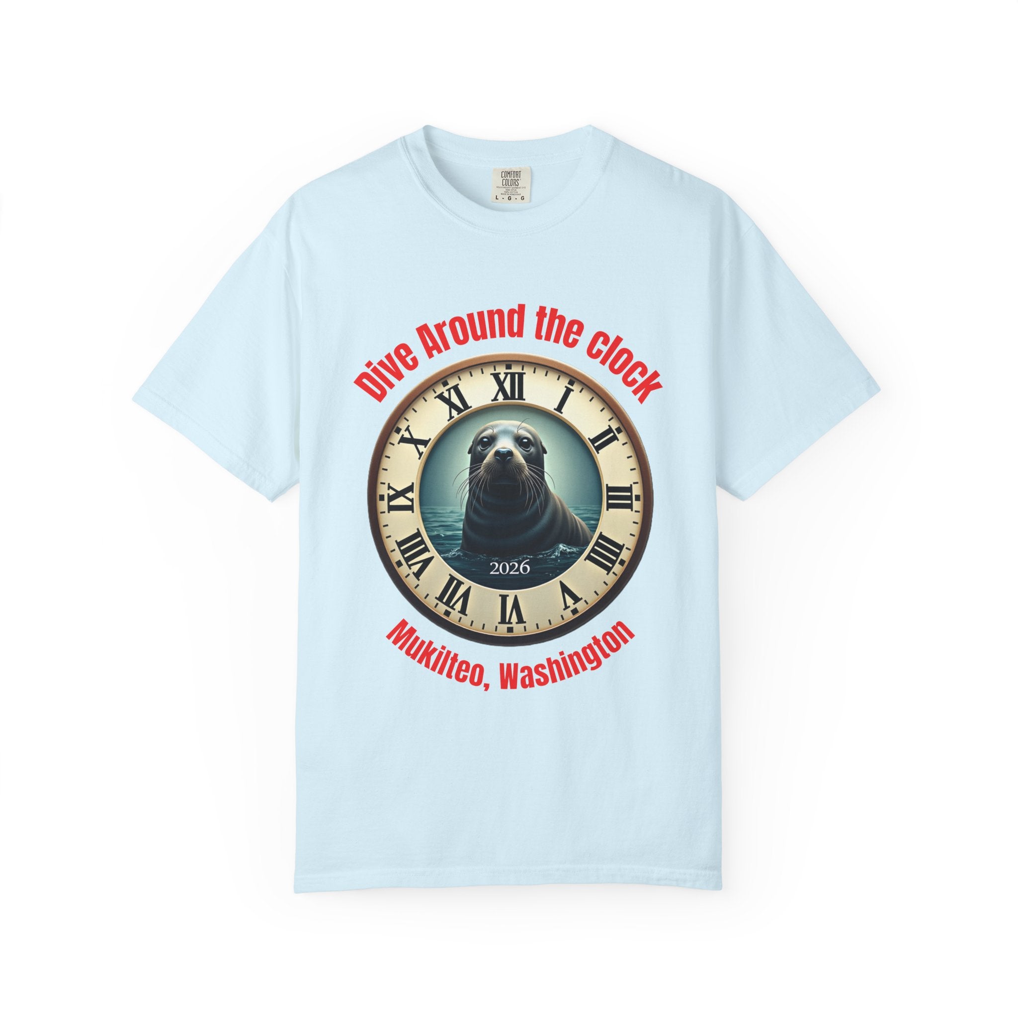 Seal Clock Graphic Tee — Vintage Roman Numeral Seal Face T-Shirt