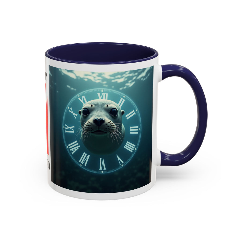Seal Clock Accent Coffee Mug — Nautical Ocean Animal Coffee Cup (11/15 oz)