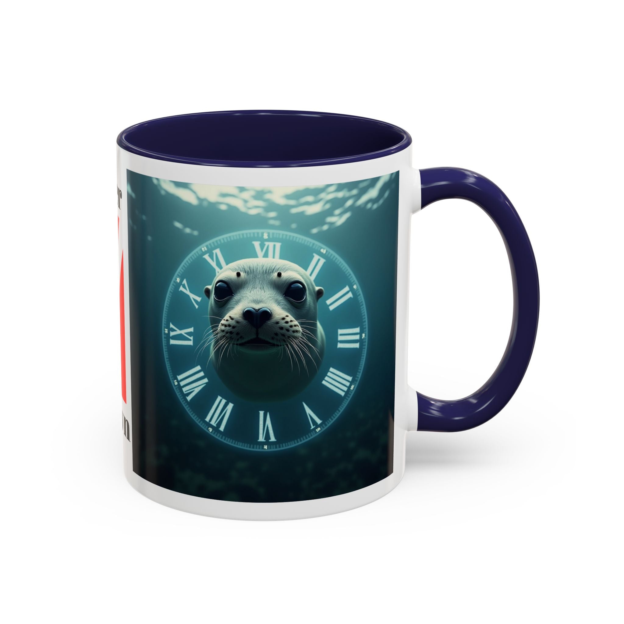 Seal Clock Accent Coffee Mug — Nautical Ocean Animal Coffee Cup (11/15 oz)
