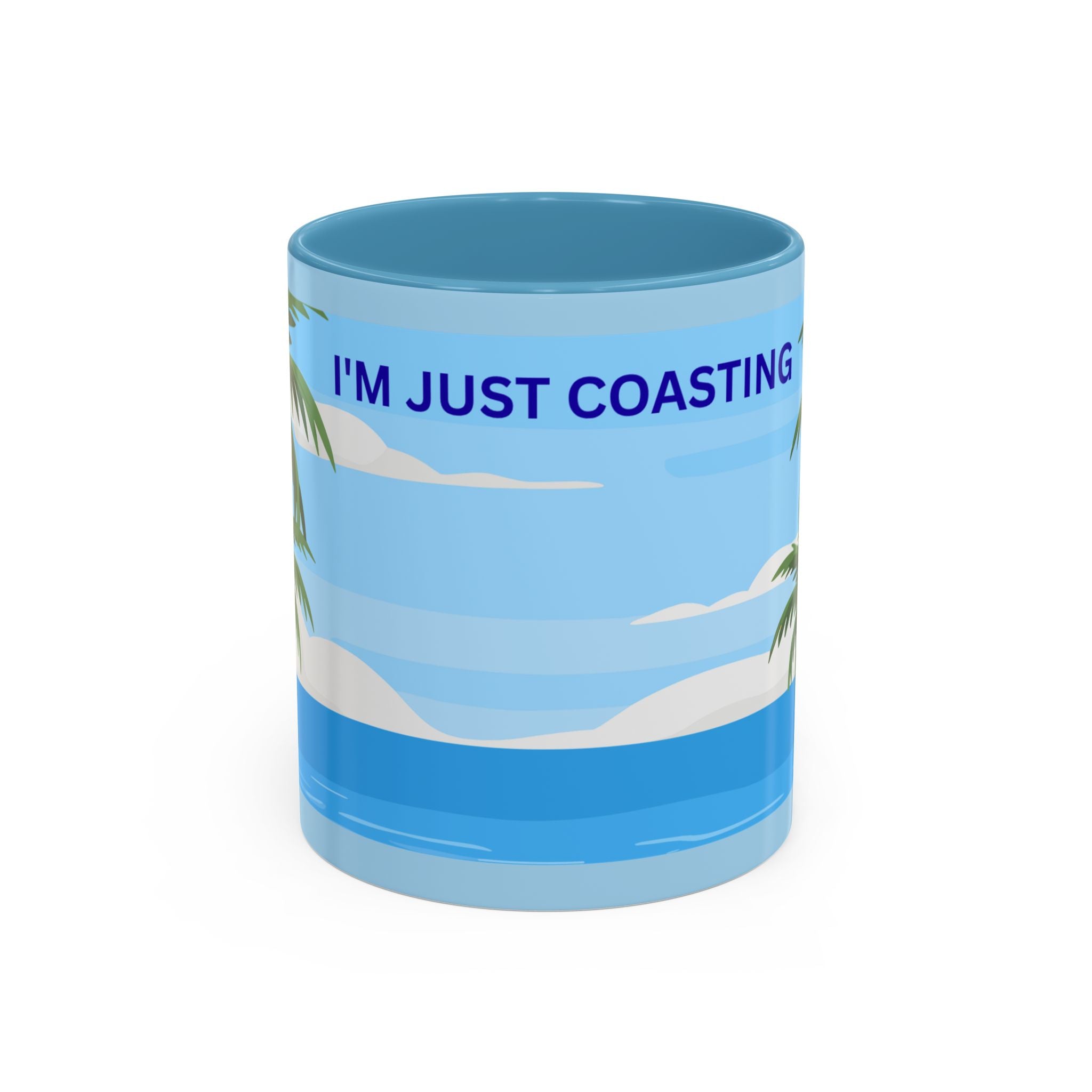 Coffee Mug — “I’m Just Coasting” Tropical Palm Beach Ceramic Accent Mug