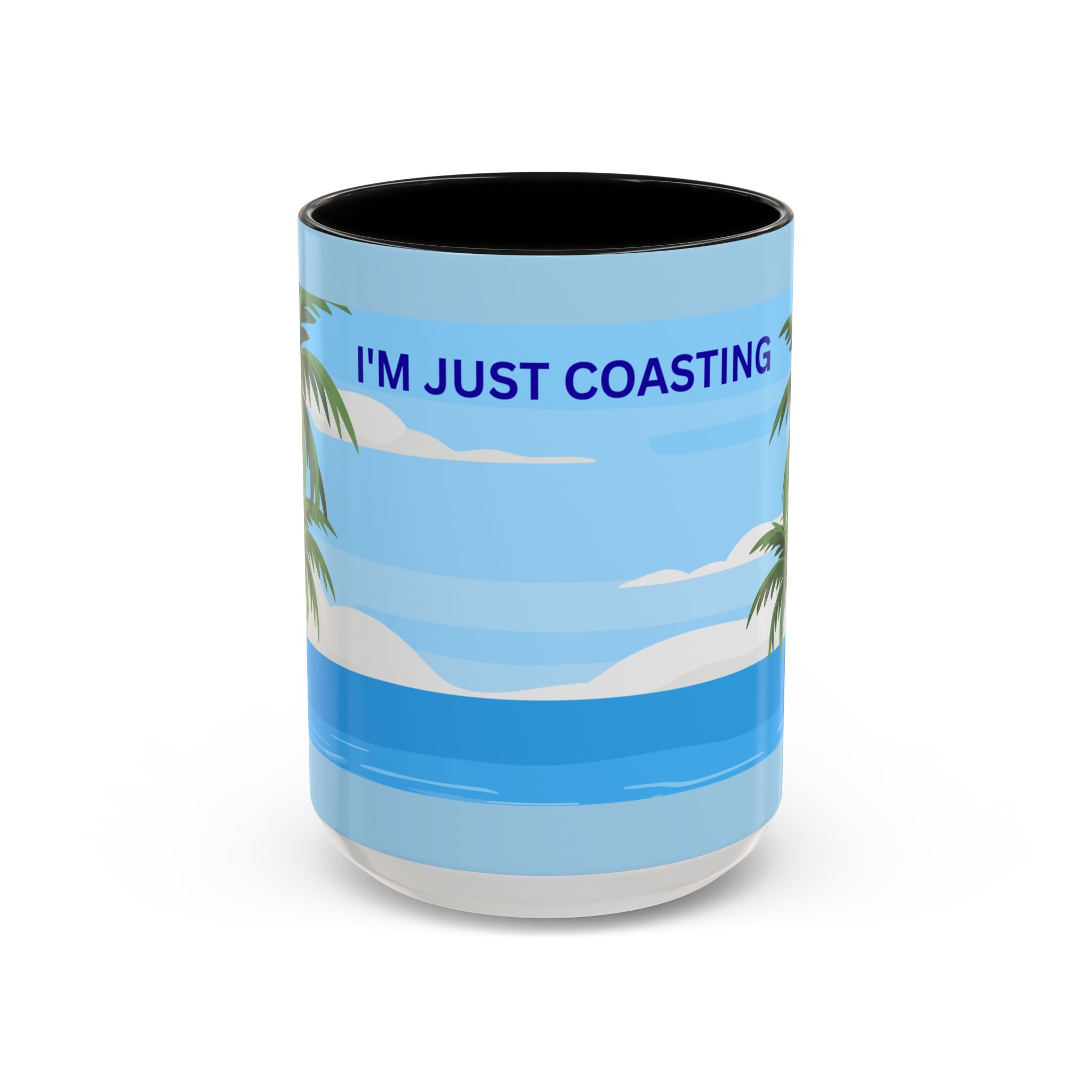 Coffee Mug — “I’m Just Coasting” Tropical Palm Beach Ceramic Accent Mug